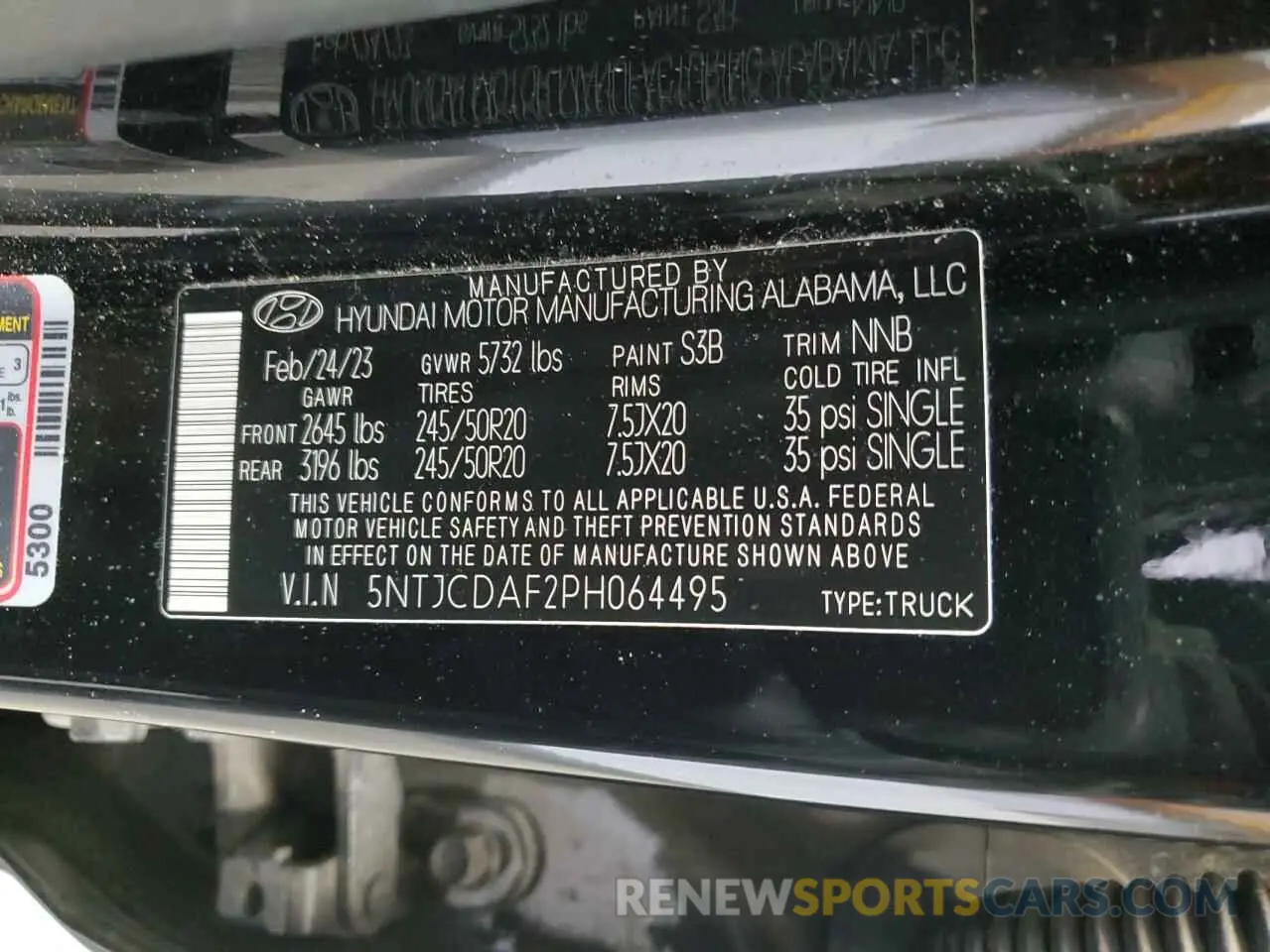12 fotografías del automóvil dañado 5NTJCDAF2PH064495 HYUNDAI SANTA CRUZ 2023
