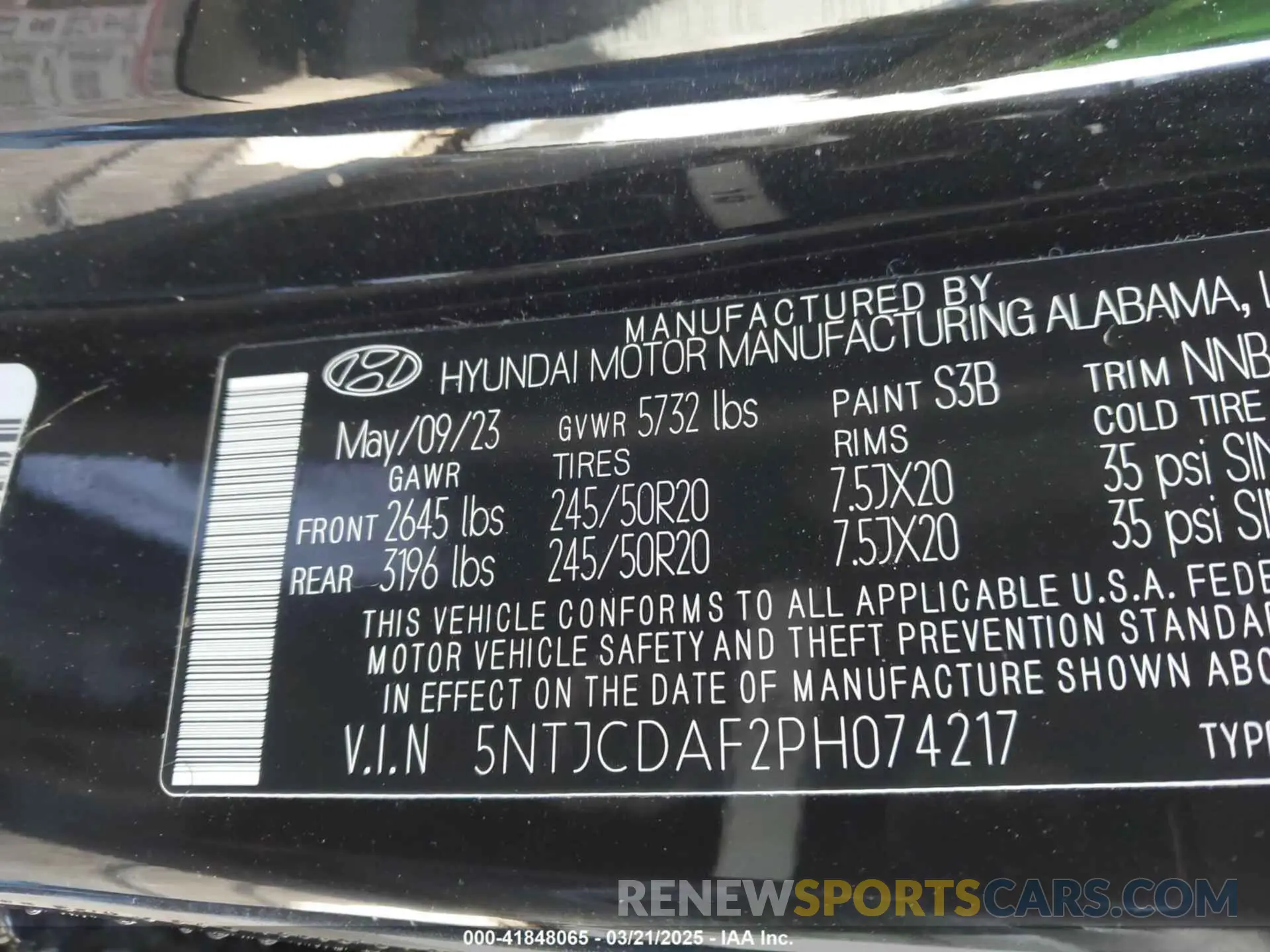 9 fotografías del automóvil dañado 5NTJCDAF2PH074217 HYUNDAI SANTA CRUZ 2023