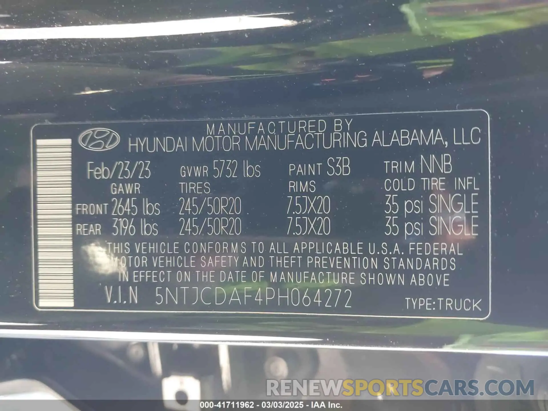 9 fotografías del automóvil dañado 5NTJCDAF4PH064272 HYUNDAI SANTA CRUZ 2023