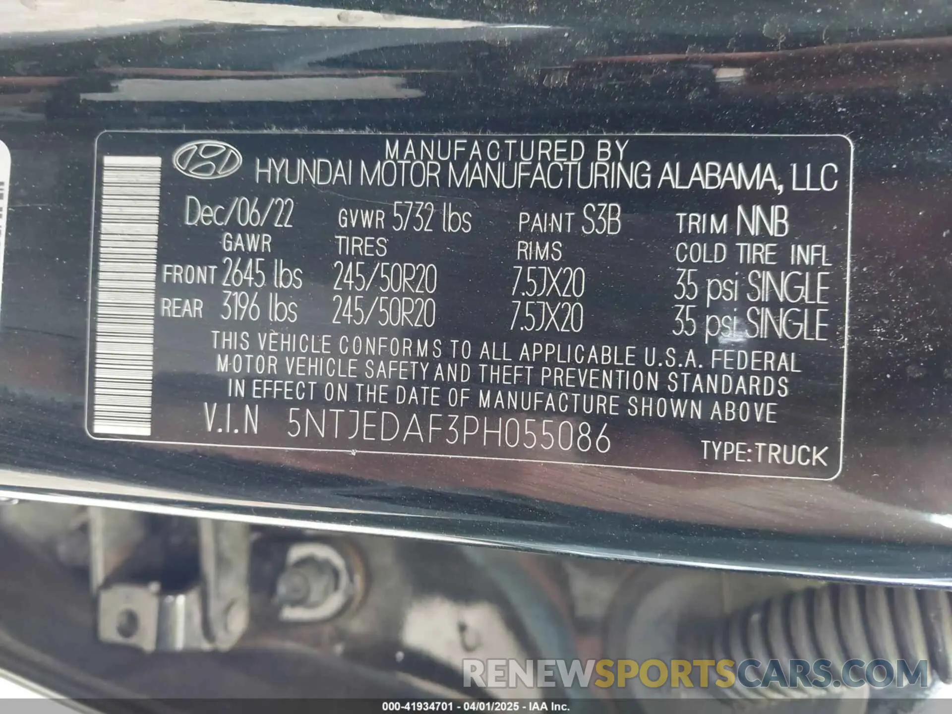 9 fotografías del automóvil dañado 5NTJEDAF3PH055086 HYUNDAI SANTA CRUZ 2023