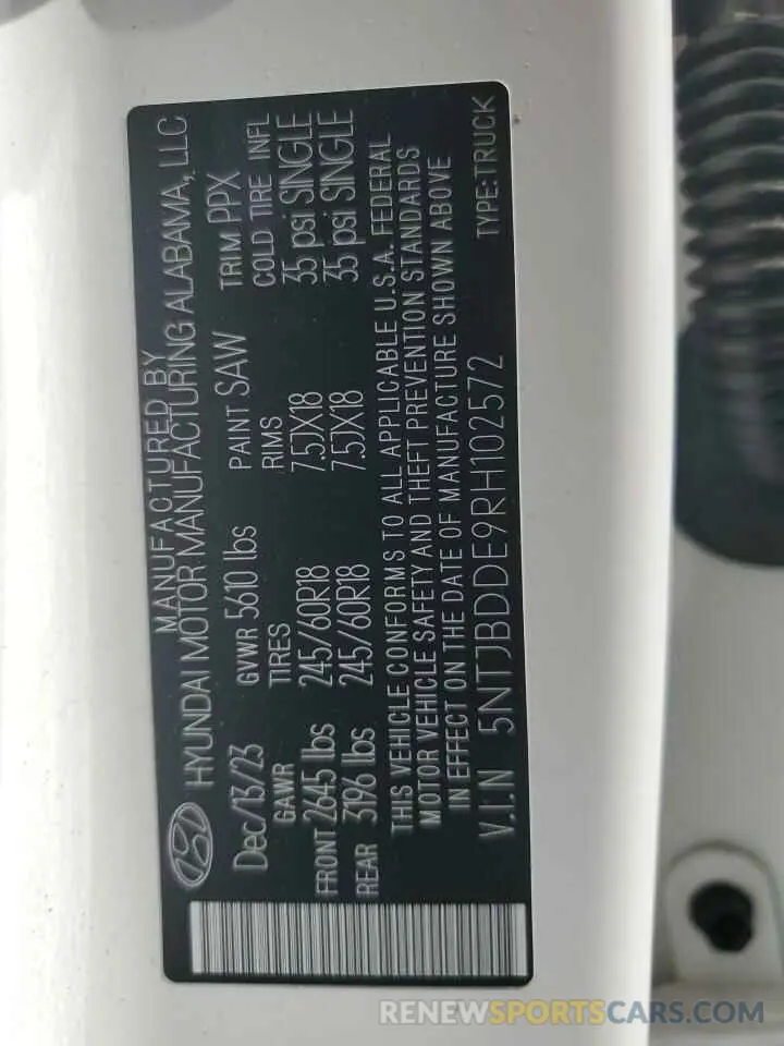 12 fotografías del automóvil dañado 5NTJBDDE9RH102572 HYUNDAI SANTA CRUZ 2024
