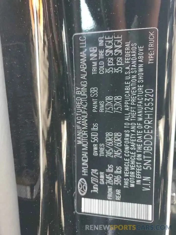 12 fotografías del automóvil dañado 5NTJBDDE9RH125320 HYUNDAI SANTA CRUZ 2024