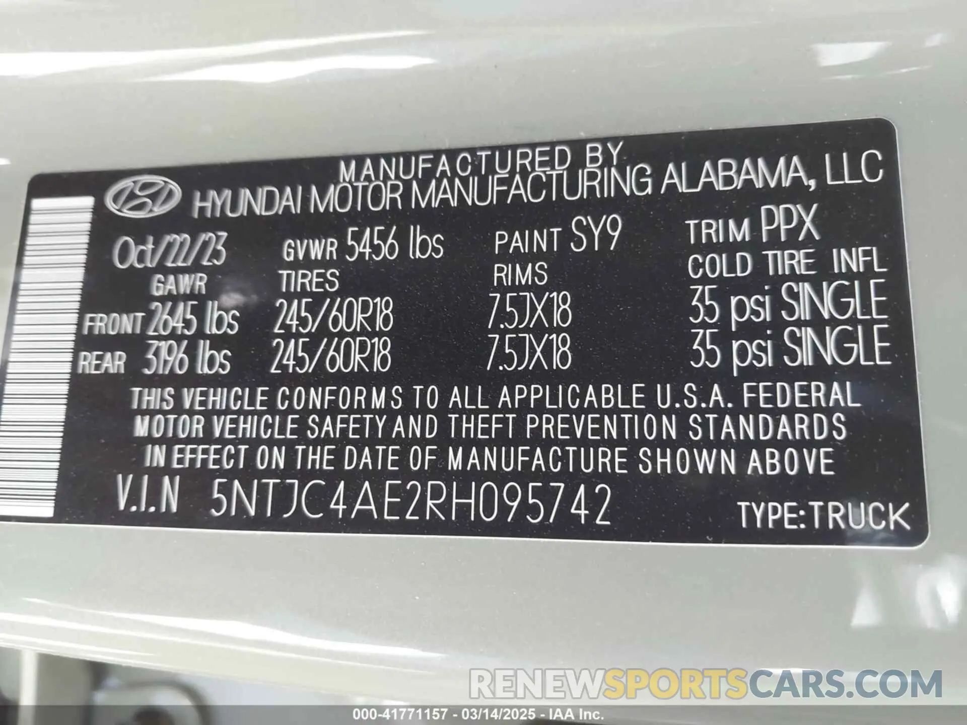 9 fotografías del automóvil dañado 5NTJC4AE2RH095742 HYUNDAI SANTA CRUZ 2024