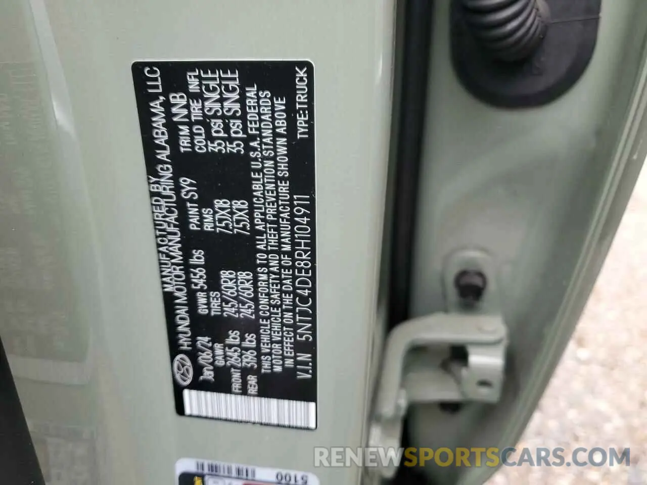 13 fotografías del automóvil dañado 5NTJC4DE8RH104911 HYUNDAI SANTA CRUZ 2024