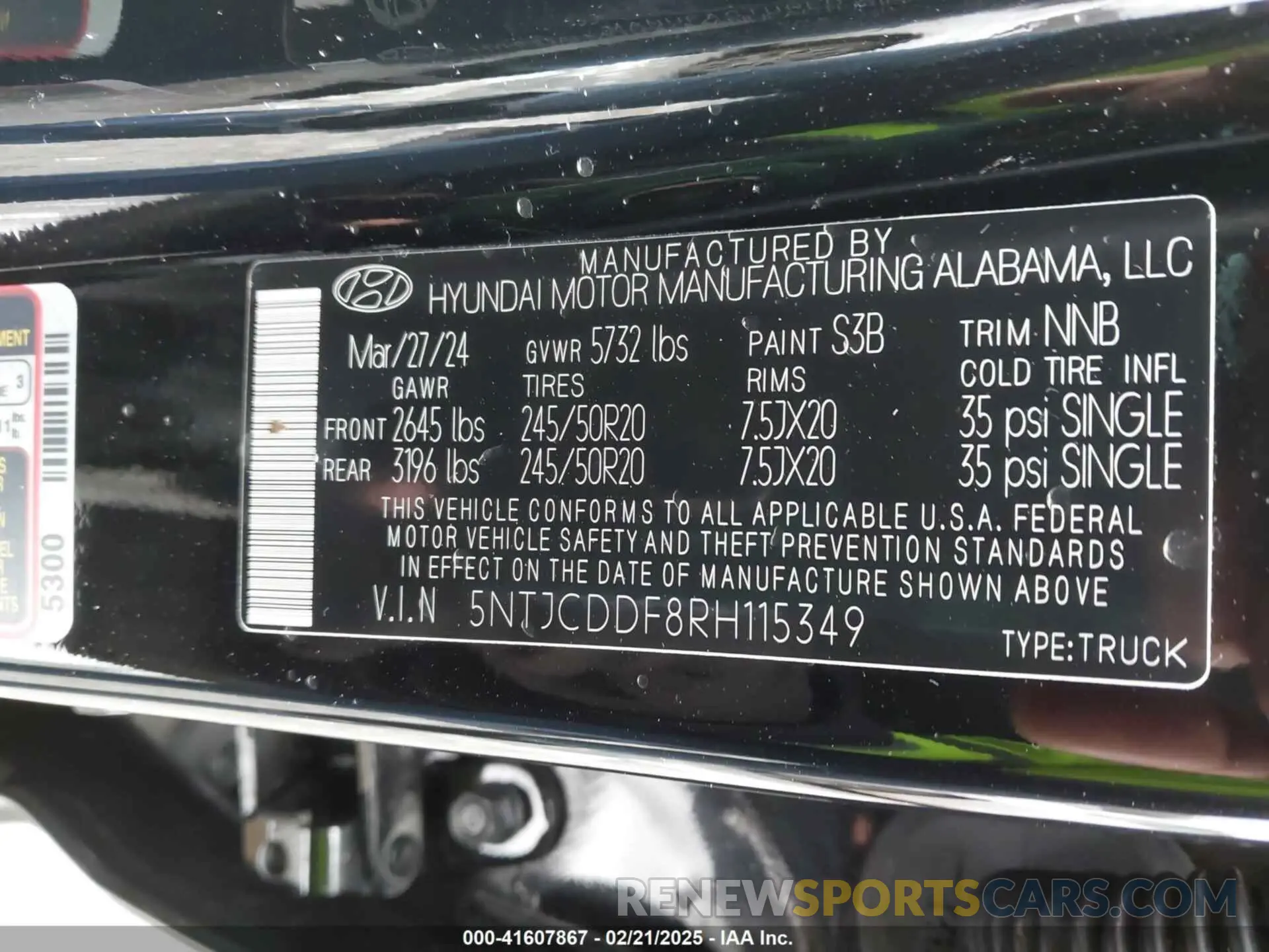 9 fotografías del automóvil dañado 5NTJCDDF8RH115349 HYUNDAI SANTA CRUZ 2024