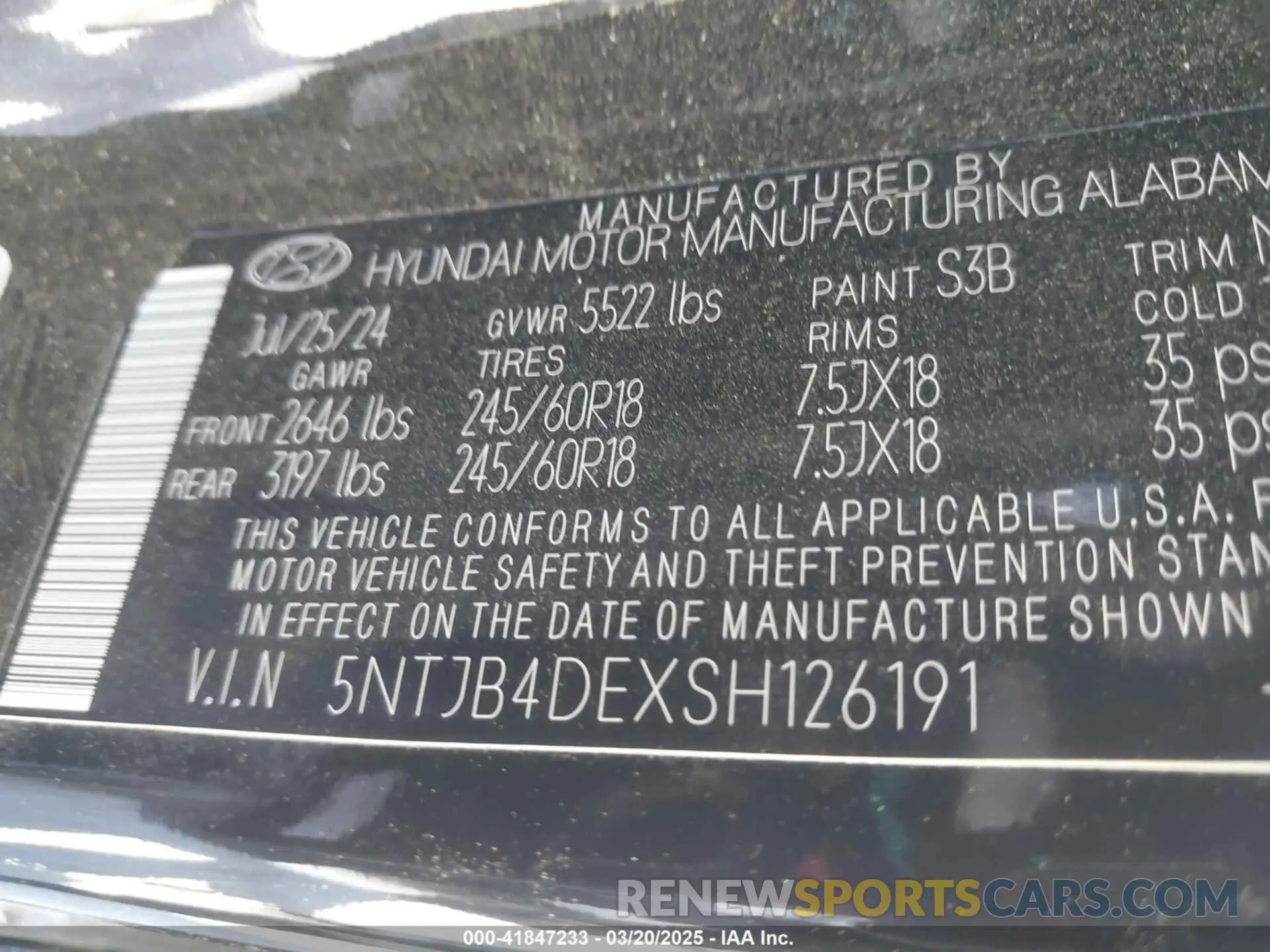 9 fotografías del automóvil dañado 5NTJB4DEXSH126191 HYUNDAI SANTA CRUZ 2025