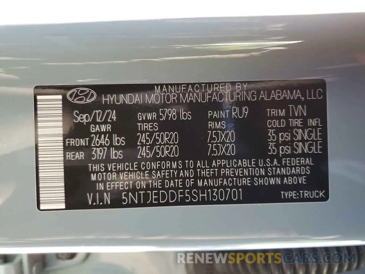 12 fotografías del automóvil dañado 5NTJEDDF5SH130701 HYUNDAI SANTA CRUZ 2025