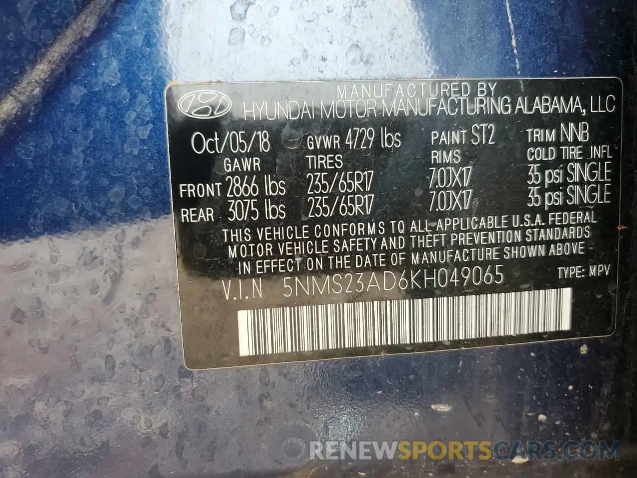 14 fotografías del automóvil dañado 5NMS23AD6KH049065 HYUNDAI SANTA FE 2019