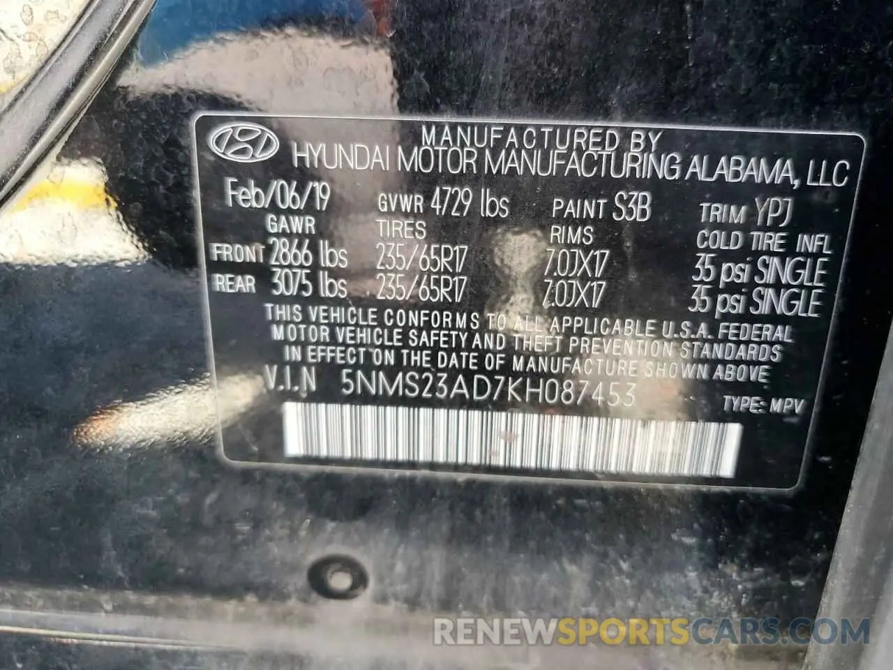 14 fotografías del automóvil dañado 5NMS23AD7KH087453 HYUNDAI SANTA FE 2019