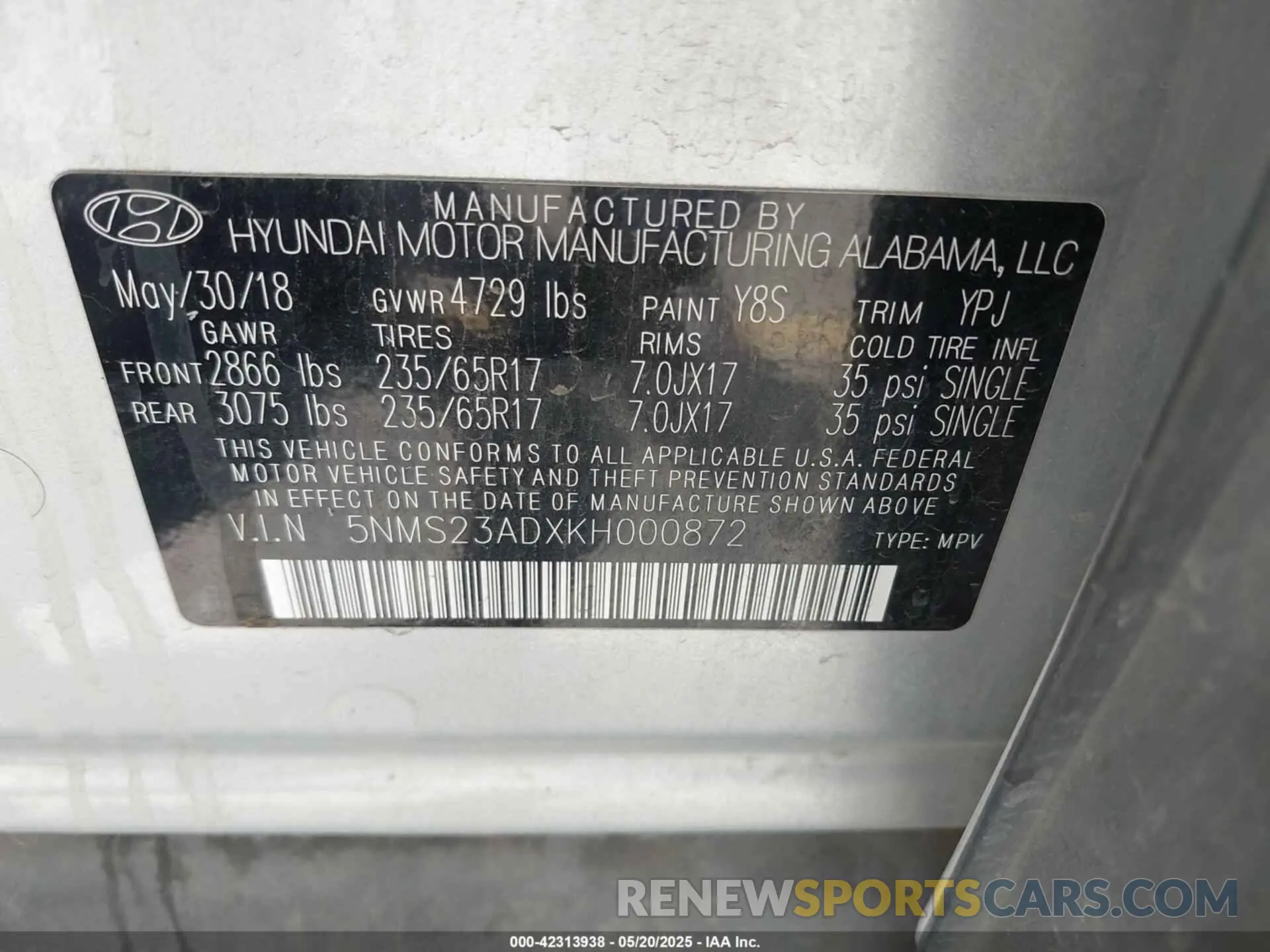 9 fotografías del automóvil dañado 5NMS23ADXKH000872 HYUNDAI SANTA FE 2019