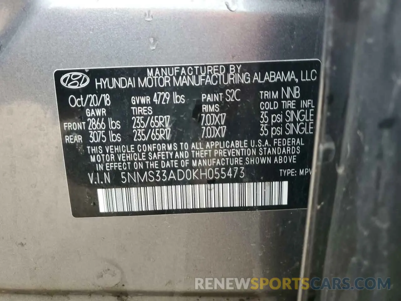 13 fotografías del automóvil dañado 5NMS33AD0KH055473 HYUNDAI SANTA FE 2019