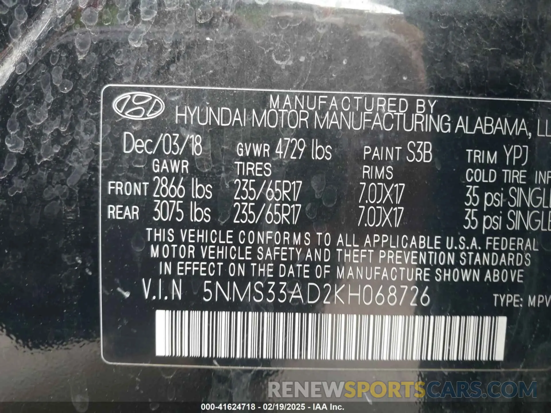 9 fotografías del automóvil dañado 5NMS33AD2KH068726 HYUNDAI SANTA FE 2019