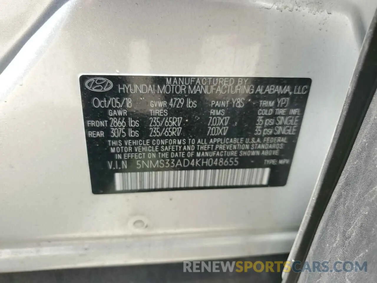13 fotografías del automóvil dañado 5NMS33AD4KH048655 HYUNDAI SANTA FE 2019