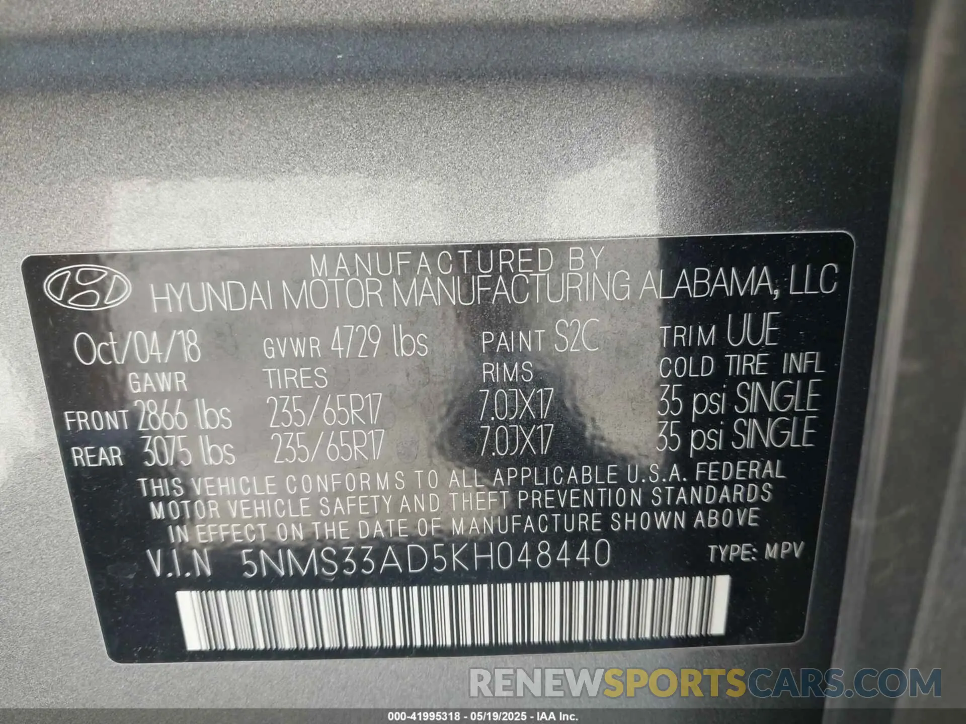 9 fotografías del automóvil dañado 5NMS33AD5KH048440 HYUNDAI SANTA FE 2019