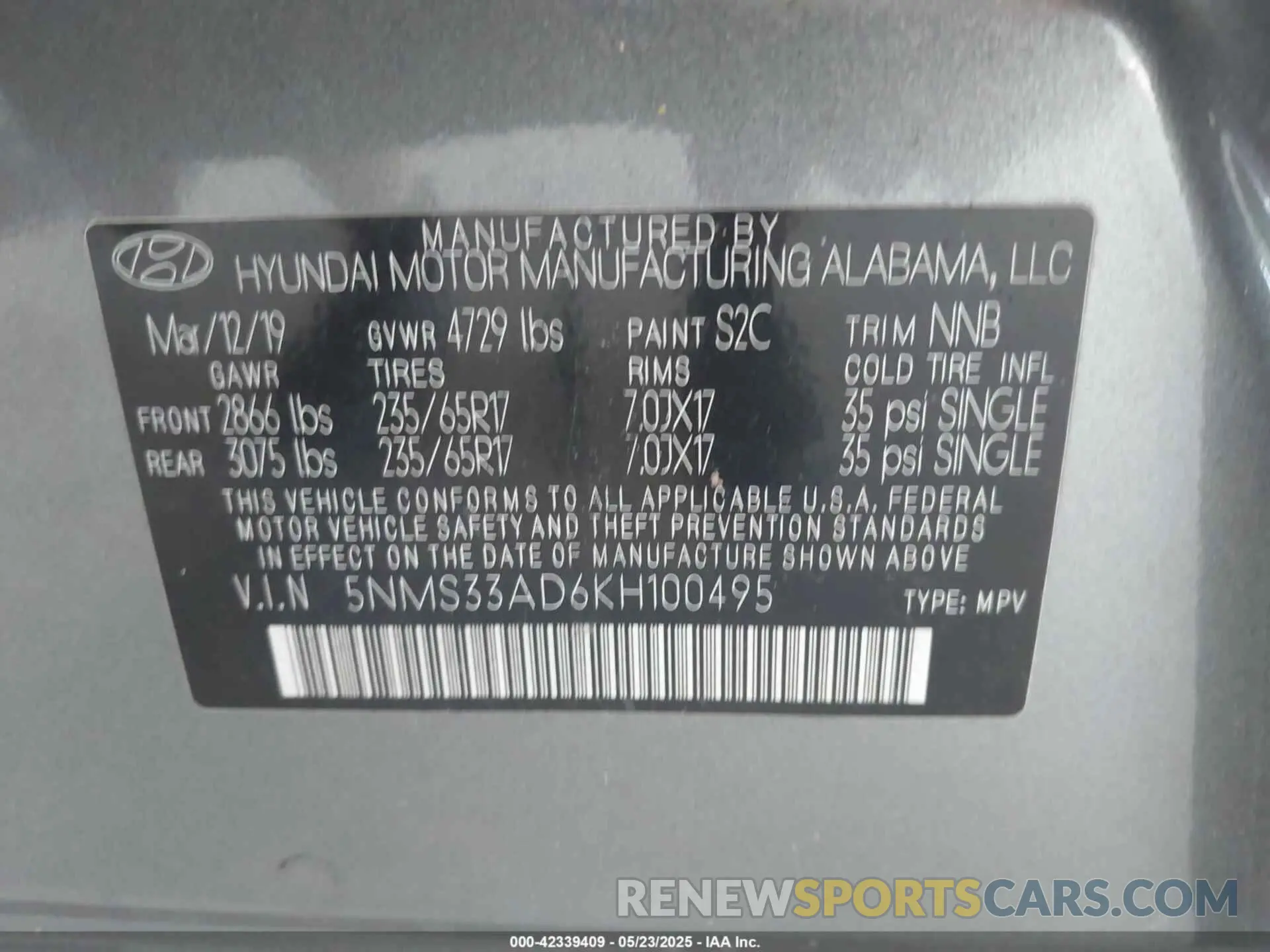 9 fotografías del automóvil dañado 5NMS33AD6KH100495 HYUNDAI SANTA FE 2019