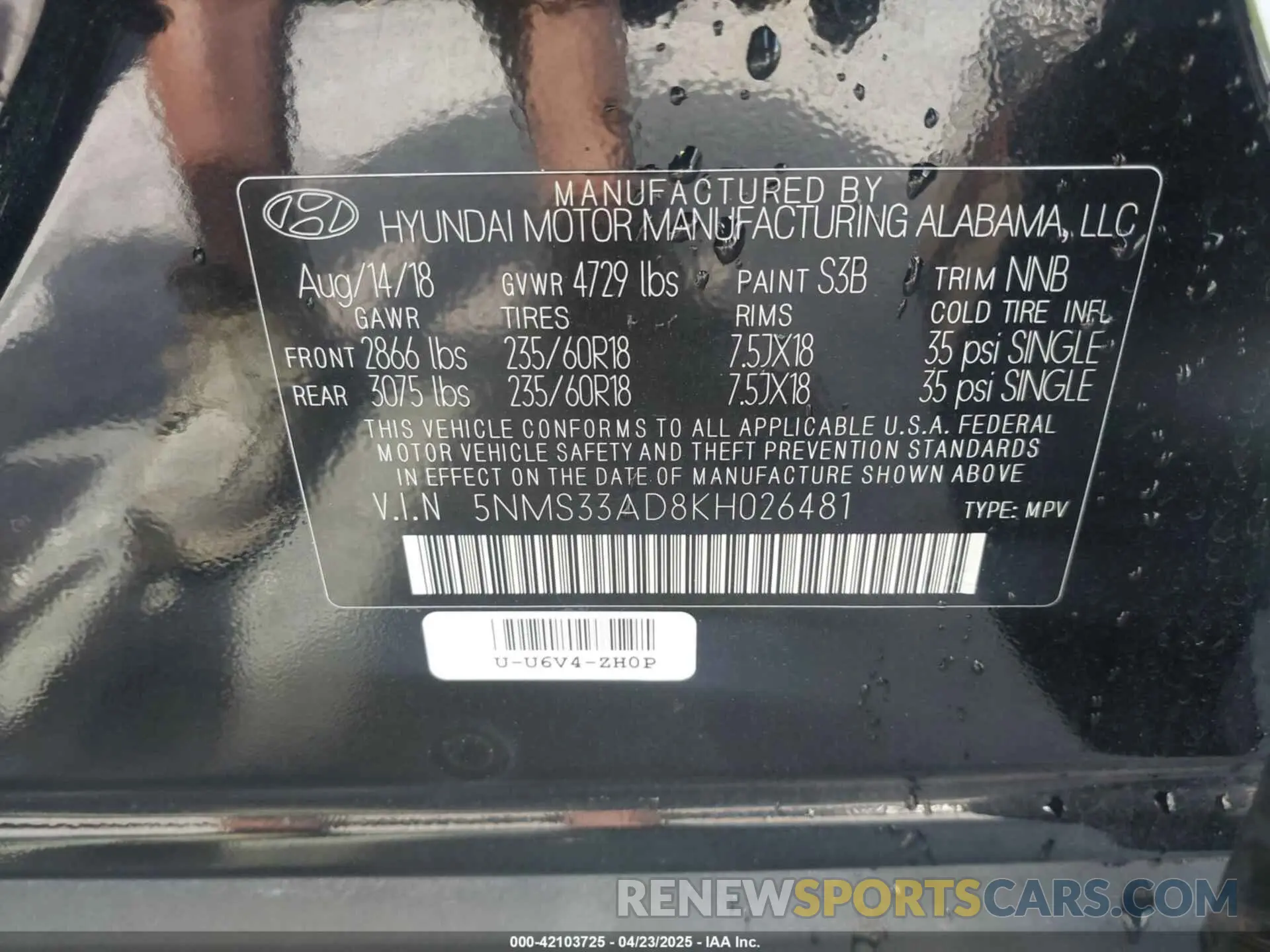 9 fotografías del automóvil dañado 5NMS33AD8KH026481 HYUNDAI SANTA FE 2019