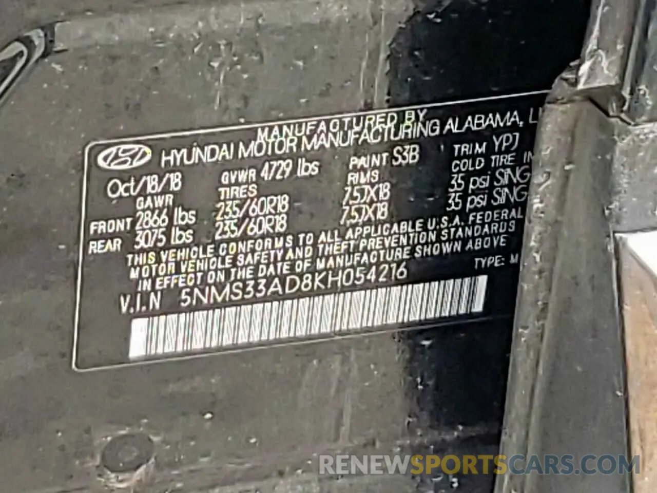 12 fotografías del automóvil dañado 5NMS33AD8KH054216 HYUNDAI SANTA FE 2019