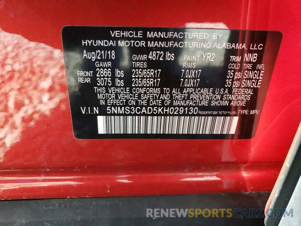 13 fotografías del automóvil dañado 5NMS3CAD5KH029130 HYUNDAI SANTA FE 2019