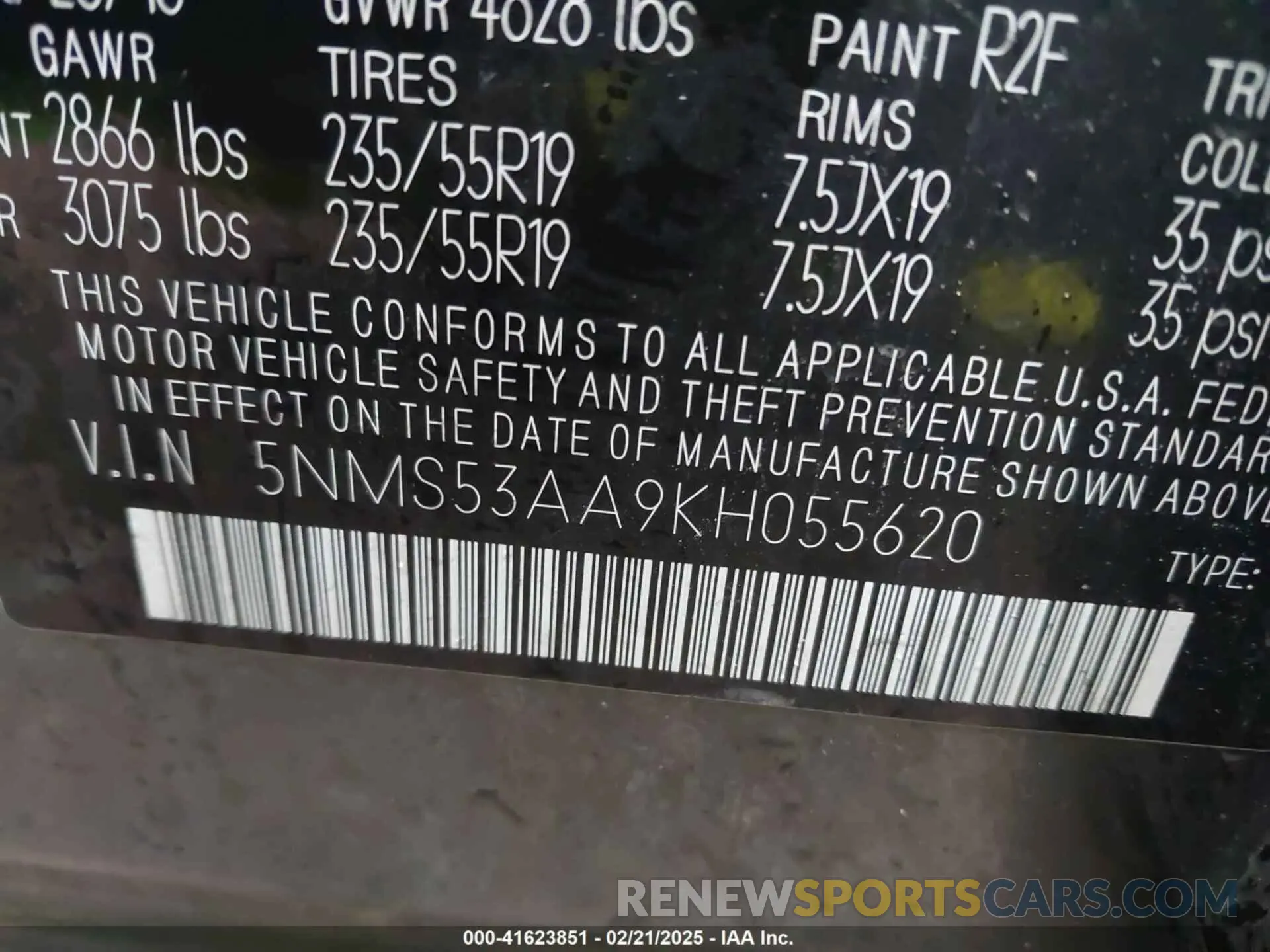 9 fotografías del automóvil dañado 5NMS53AA9KH055620 HYUNDAI SANTA FE 2019