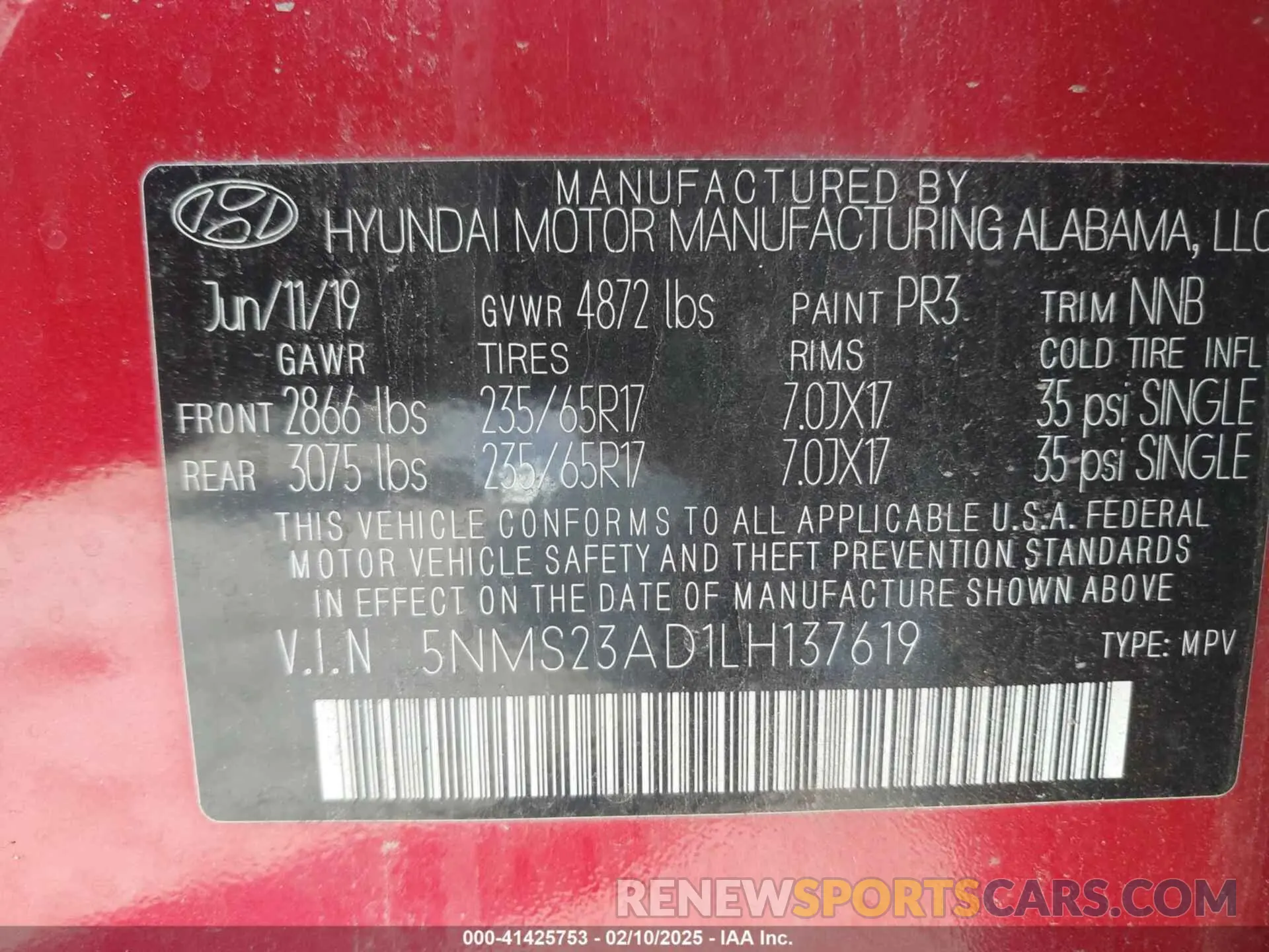 9 fotografías del automóvil dañado 5NMS23AD1LH137619 HYUNDAI SANTA FE 2020