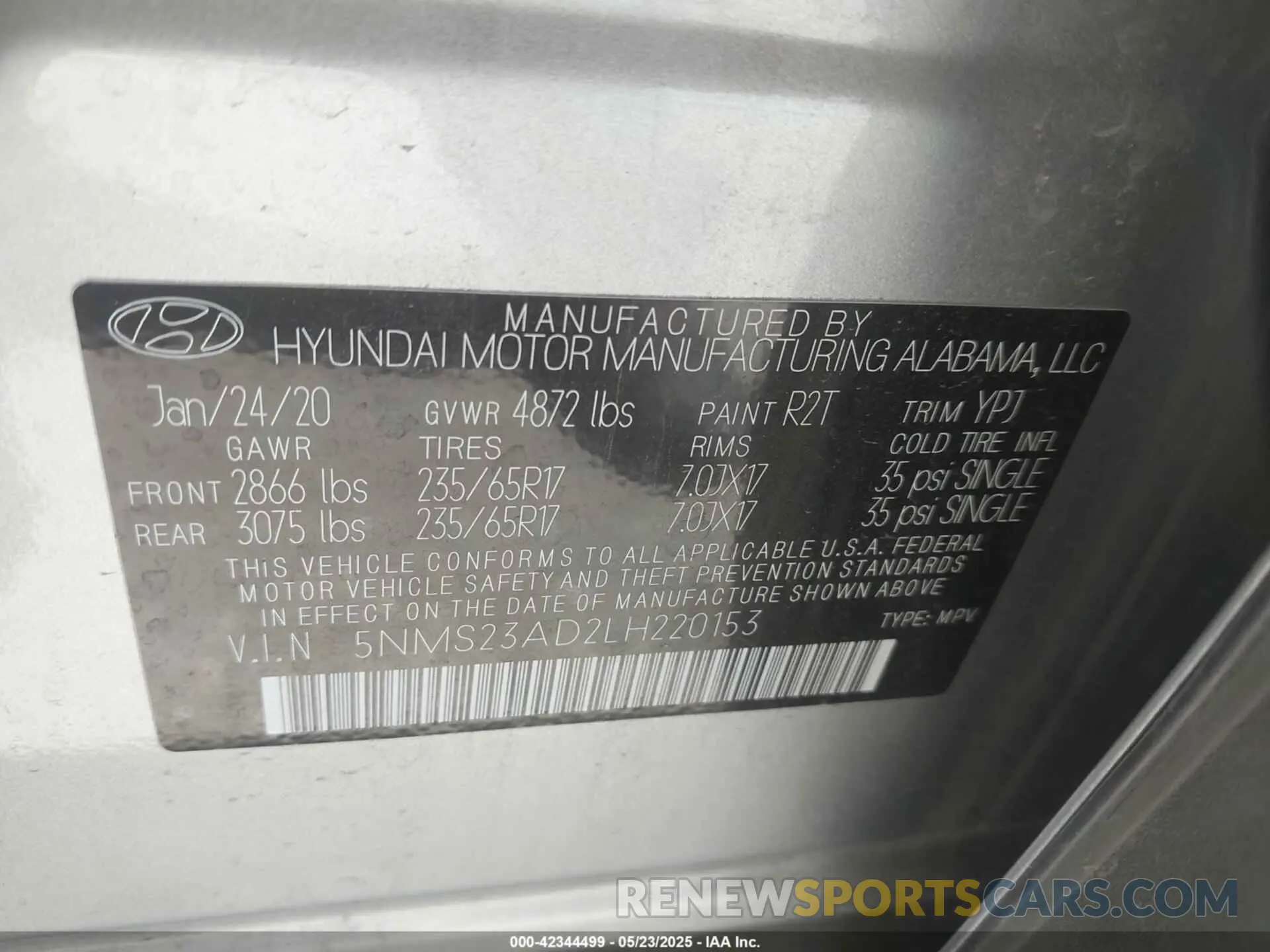 9 fotografías del automóvil dañado 5NMS23AD2LH220153 HYUNDAI SANTA FE 2020