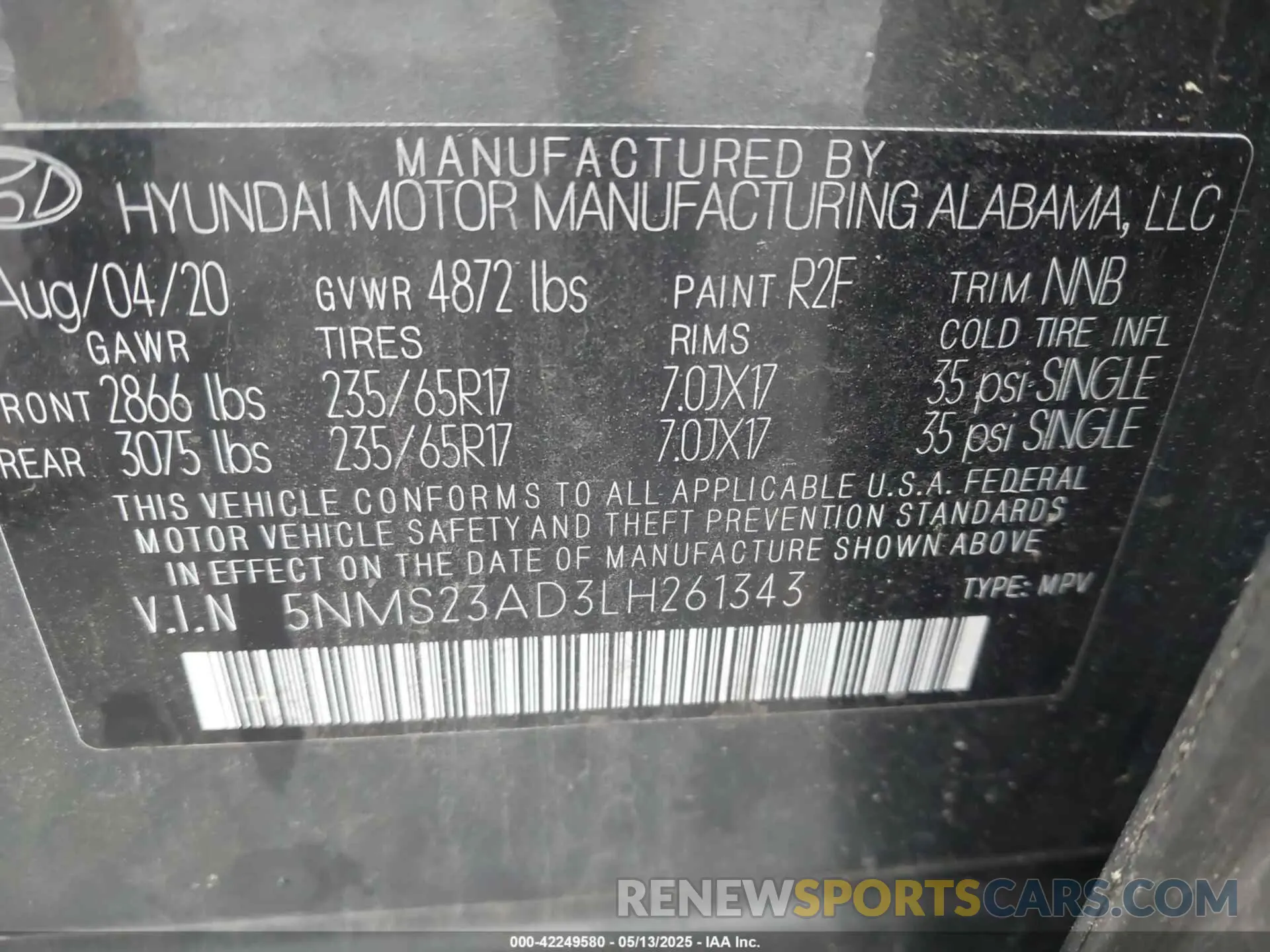 9 fotografías del automóvil dañado 5NMS23AD3LH261343 HYUNDAI SANTA FE 2020