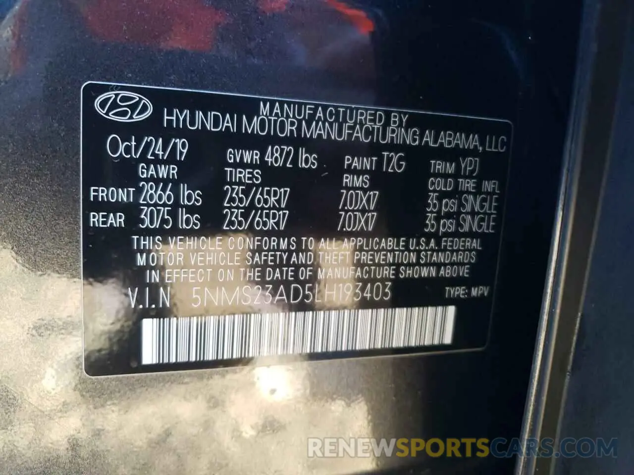 13 fotografías del automóvil dañado 5NMS23AD5LH193403 HYUNDAI SANTA FE 2020