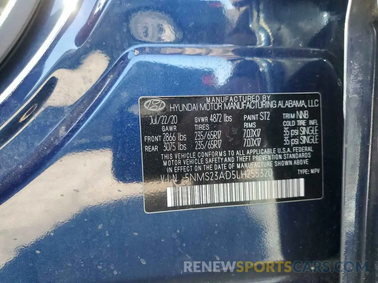 13 fotografías del automóvil dañado 5NMS23AD5LH255320 HYUNDAI SANTA FE 2020