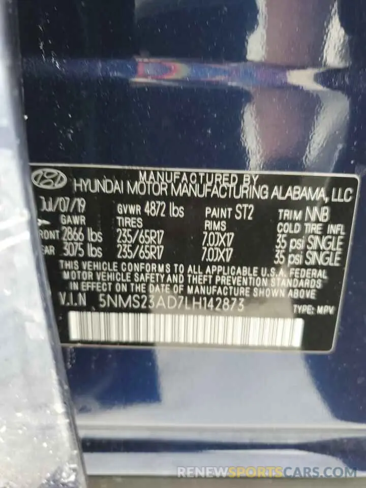 13 fotografías del automóvil dañado 5NMS23AD7LH142873 HYUNDAI SANTA FE 2020
