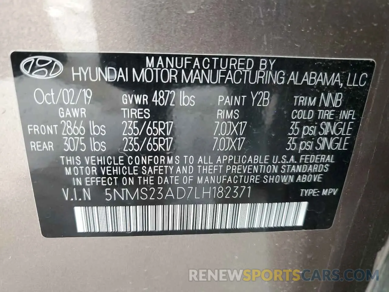 13 fotografías del automóvil dañado 5NMS23AD7LH182371 HYUNDAI SANTA FE 2020