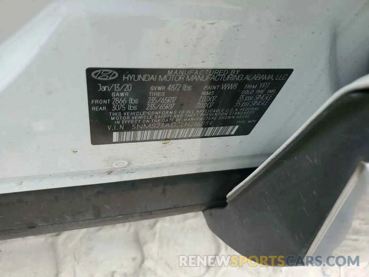 13 fotografías del automóvil dañado 5NMS23AD7LH216034 HYUNDAI SANTA FE 2020