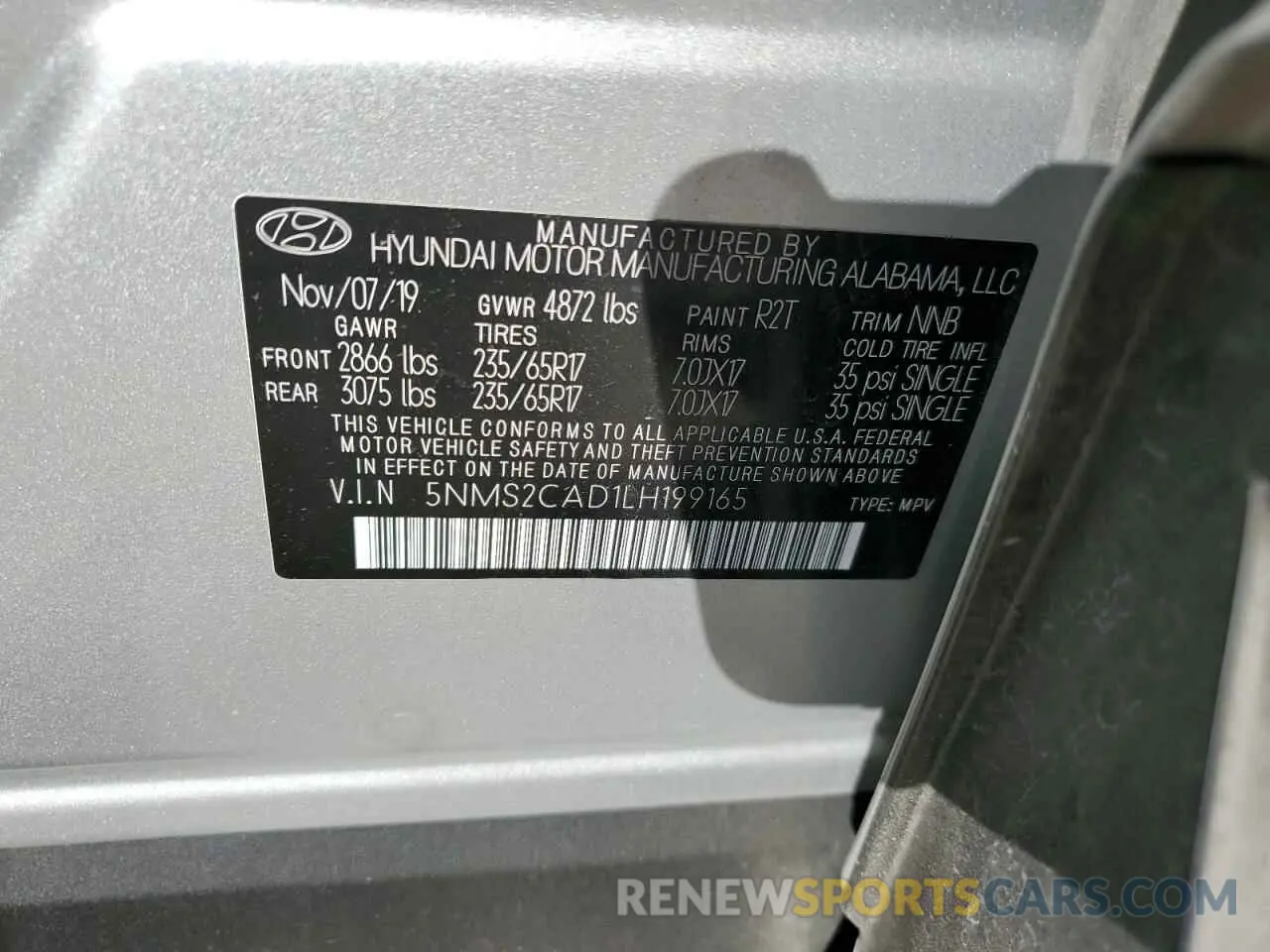 13 fotografías del automóvil dañado 5NMS2CAD1LH199165 HYUNDAI SANTA FE 2020