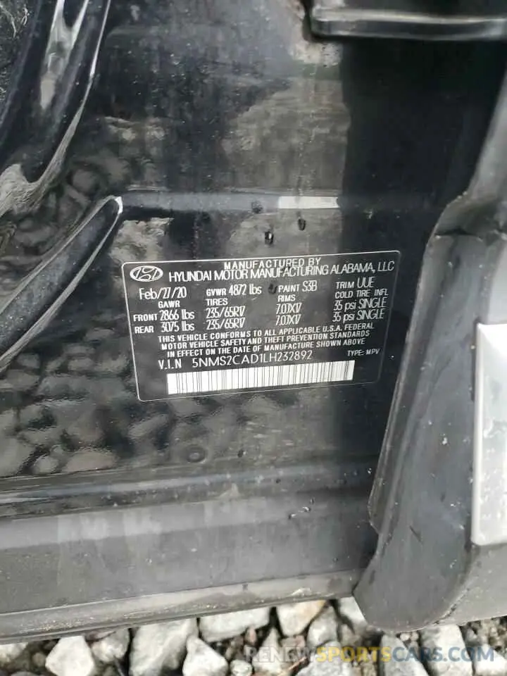 13 fotografías del automóvil dañado 5NMS2CAD1LH232892 HYUNDAI SANTA FE 2020