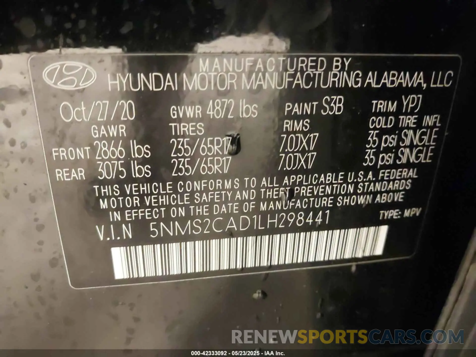 9 fotografías del automóvil dañado 5NMS2CAD1LH298441 HYUNDAI SANTA FE 2020