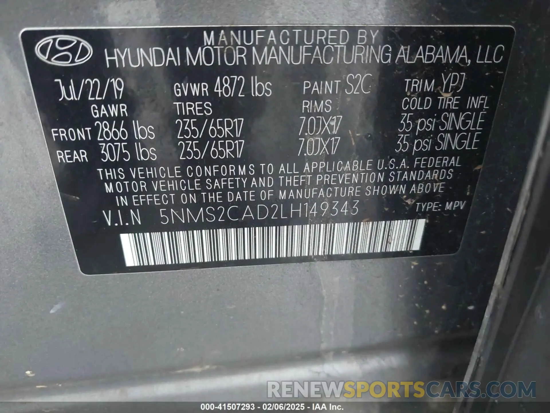 9 fotografías del automóvil dañado 5NMS2CAD2LH149343 HYUNDAI SANTA FE 2020