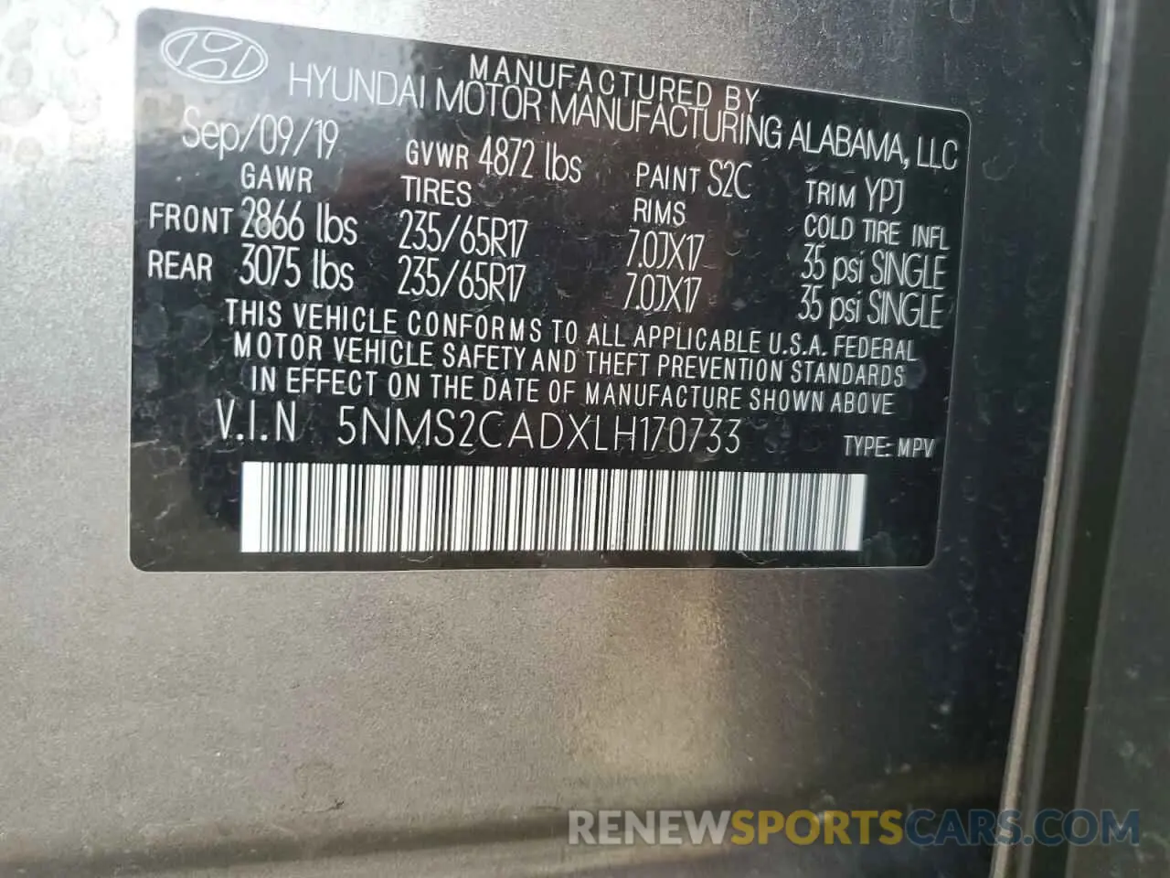 13 fotografías del automóvil dañado 5NMS2CADXLH170733 HYUNDAI SANTA FE 2020