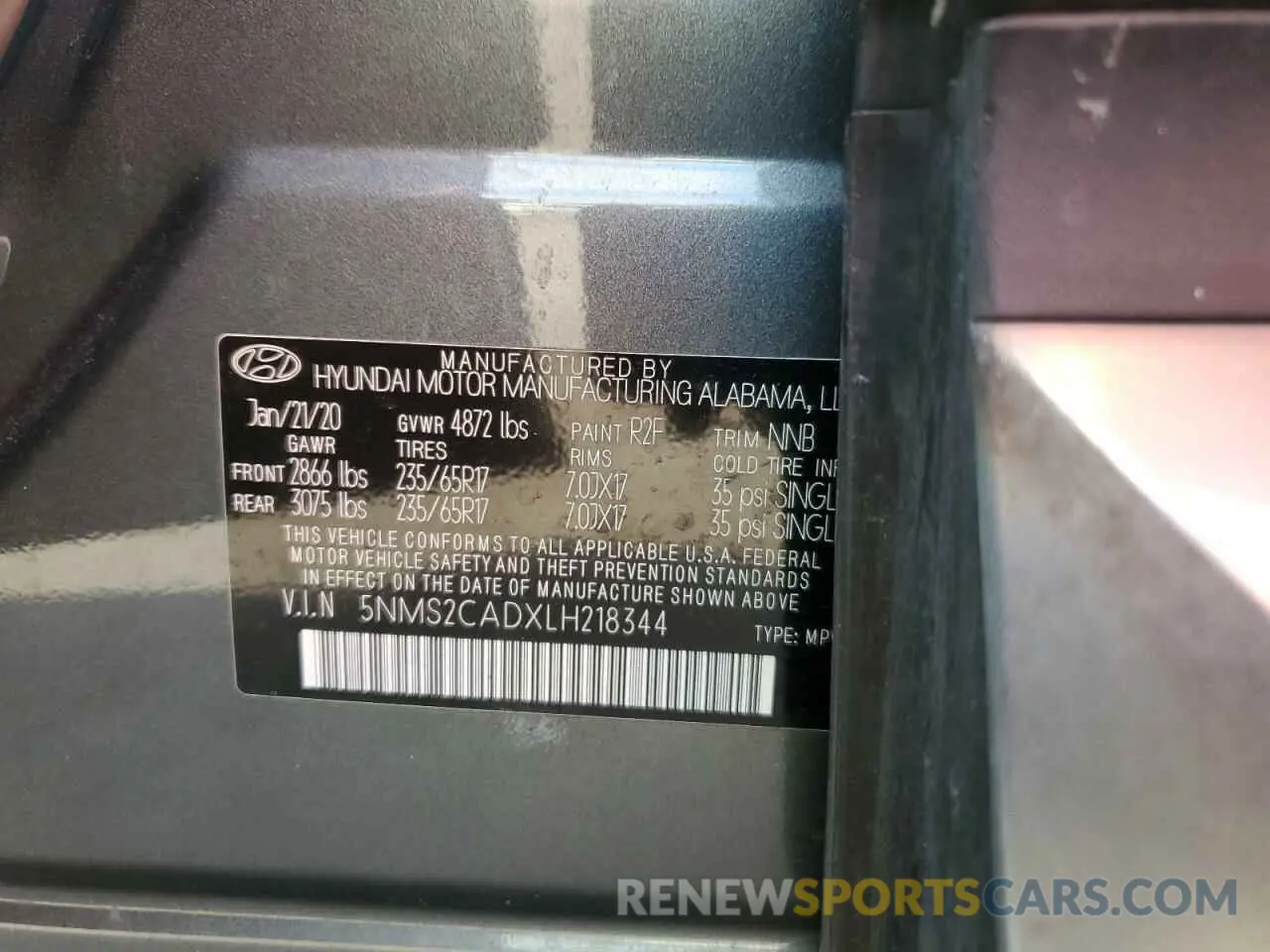 15 fotografías del automóvil dañado 5NMS2CADXLH218344 HYUNDAI SANTA FE 2020