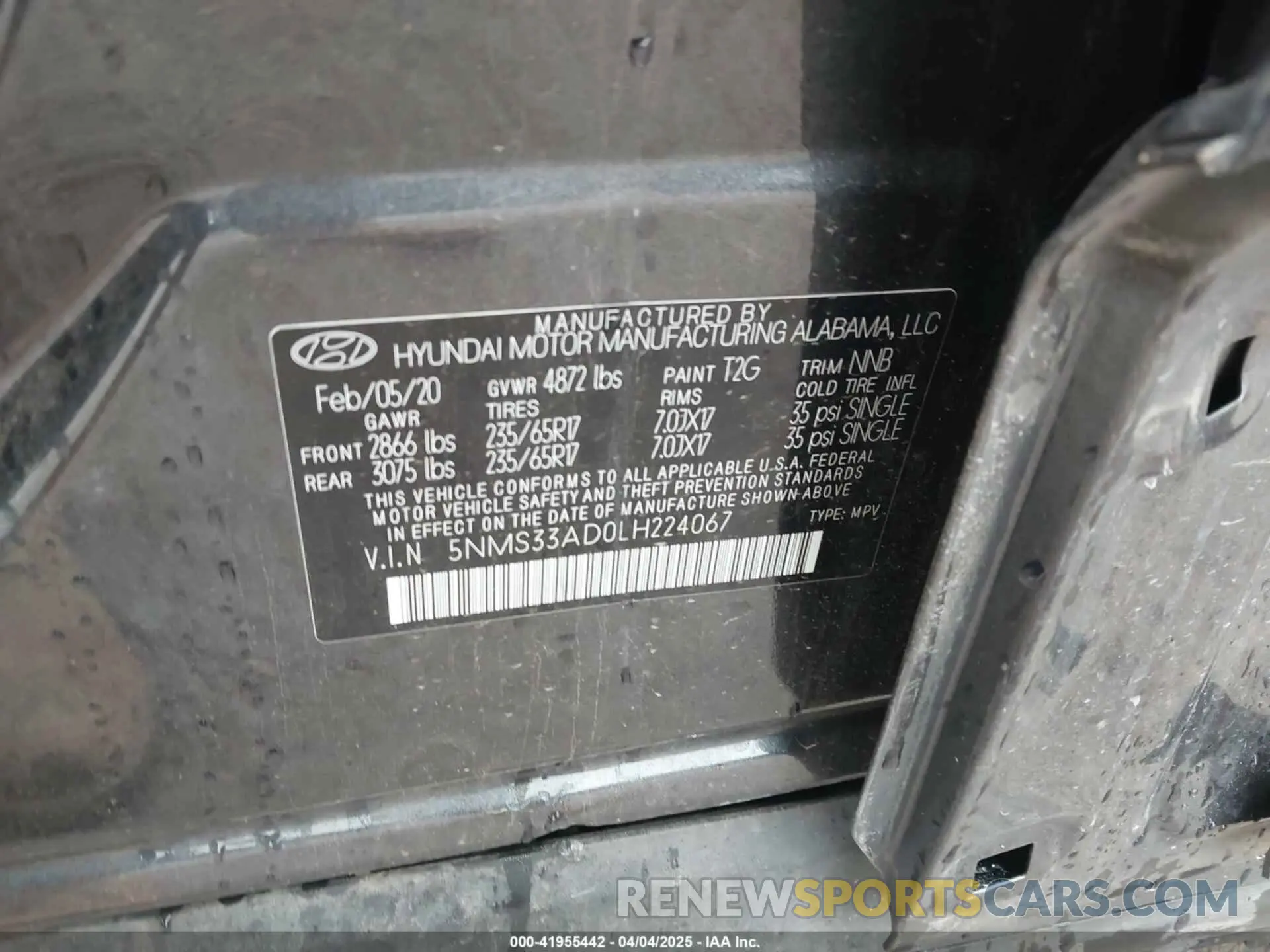 9 fotografías del automóvil dañado 5NMS33AD0LH224067 HYUNDAI SANTA FE 2020
