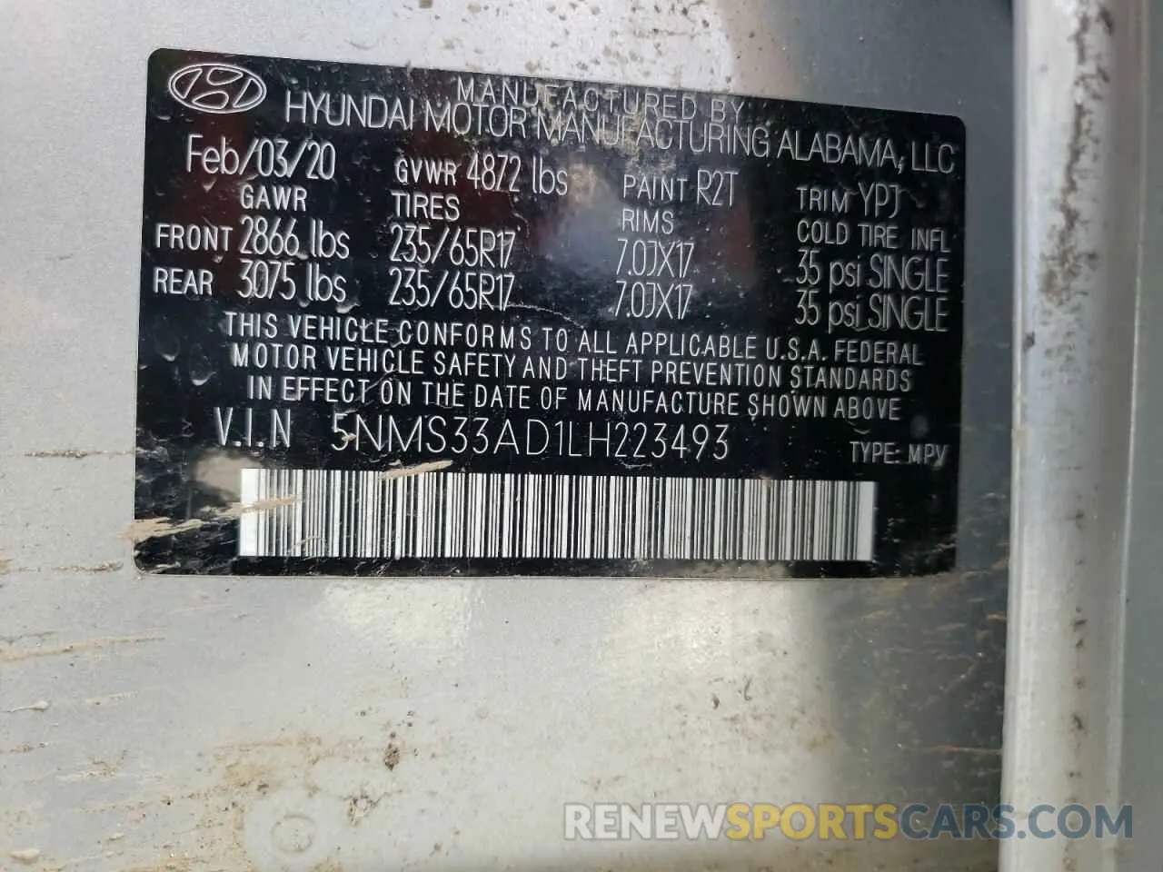 14 fotografías del automóvil dañado 5NMS33AD1LH223493 HYUNDAI SANTA FE 2020