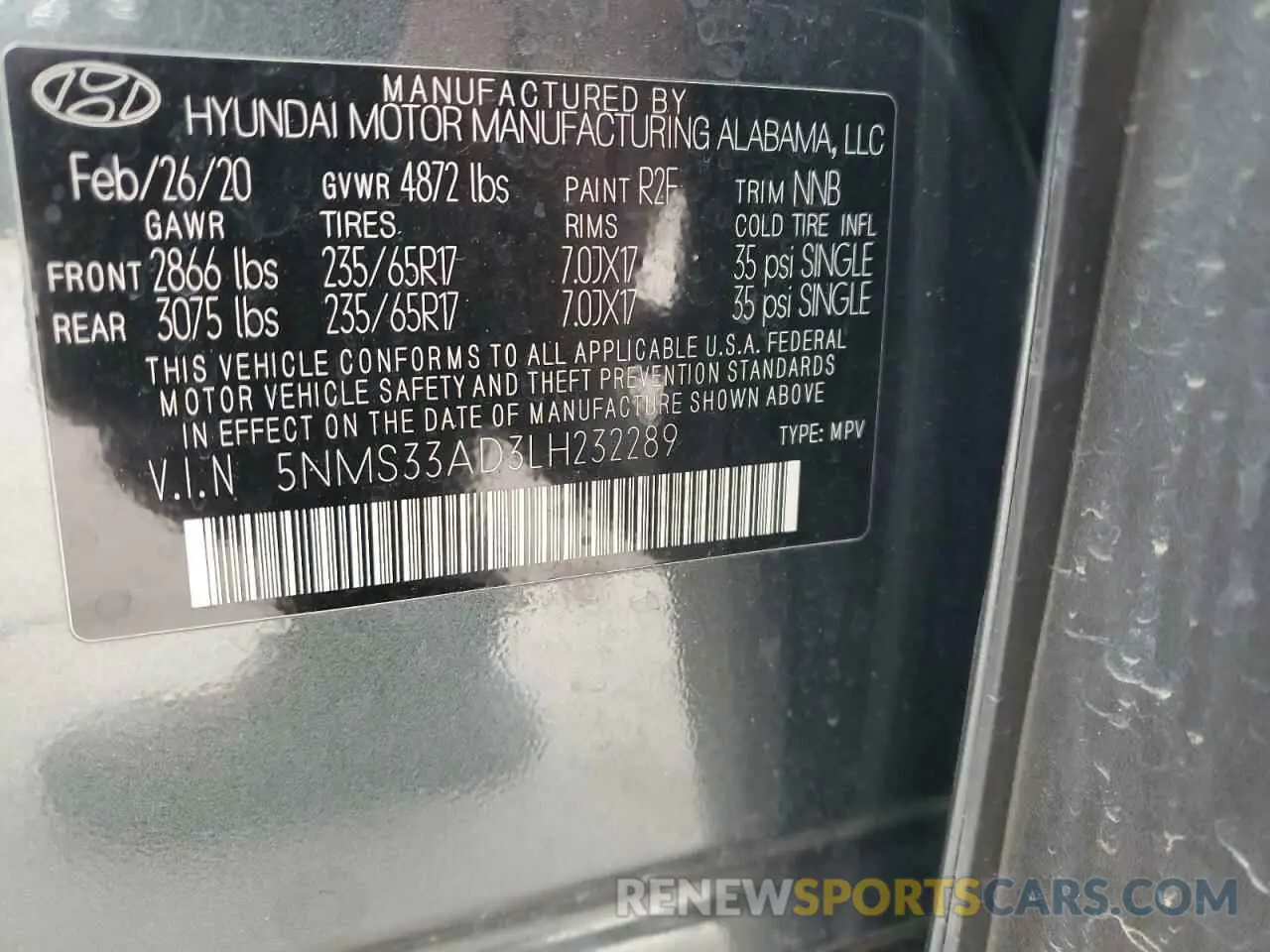14 fotografías del automóvil dañado 5NMS33AD3LH232289 HYUNDAI SANTA FE 2020