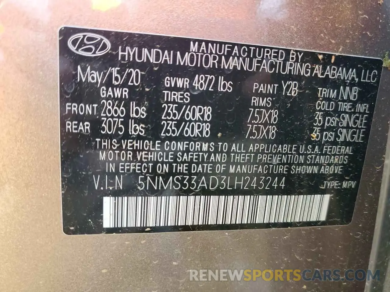 13 fotografías del automóvil dañado 5NMS33AD3LH243244 HYUNDAI SANTA FE 2020