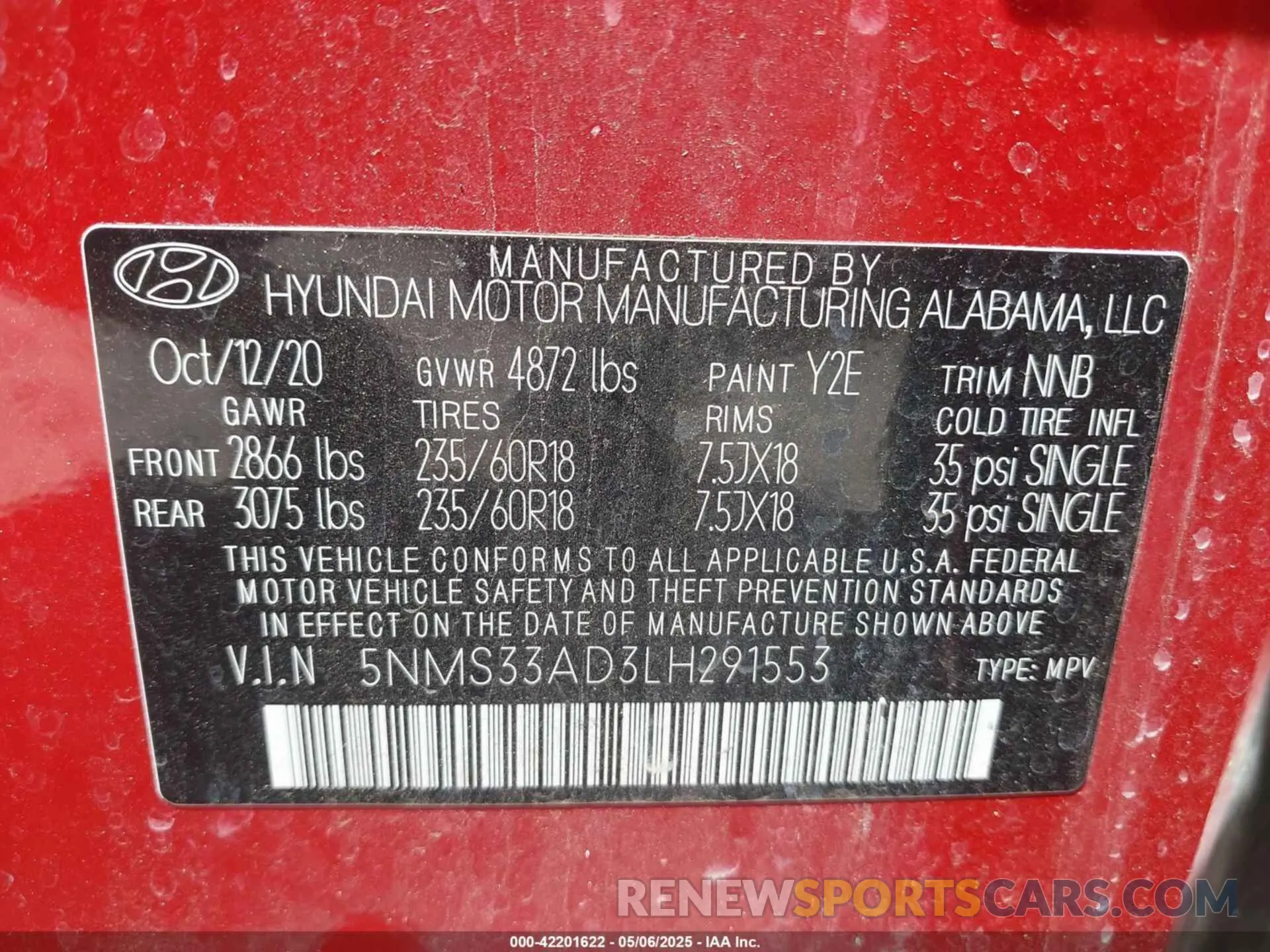 9 fotografías del automóvil dañado 5NMS33AD3LH291553 HYUNDAI SANTA FE 2020