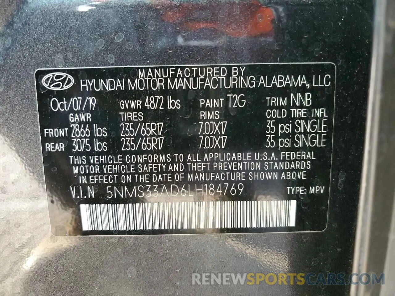 14 fotografías del automóvil dañado 5NMS33AD6LH184769 HYUNDAI SANTA FE 2020