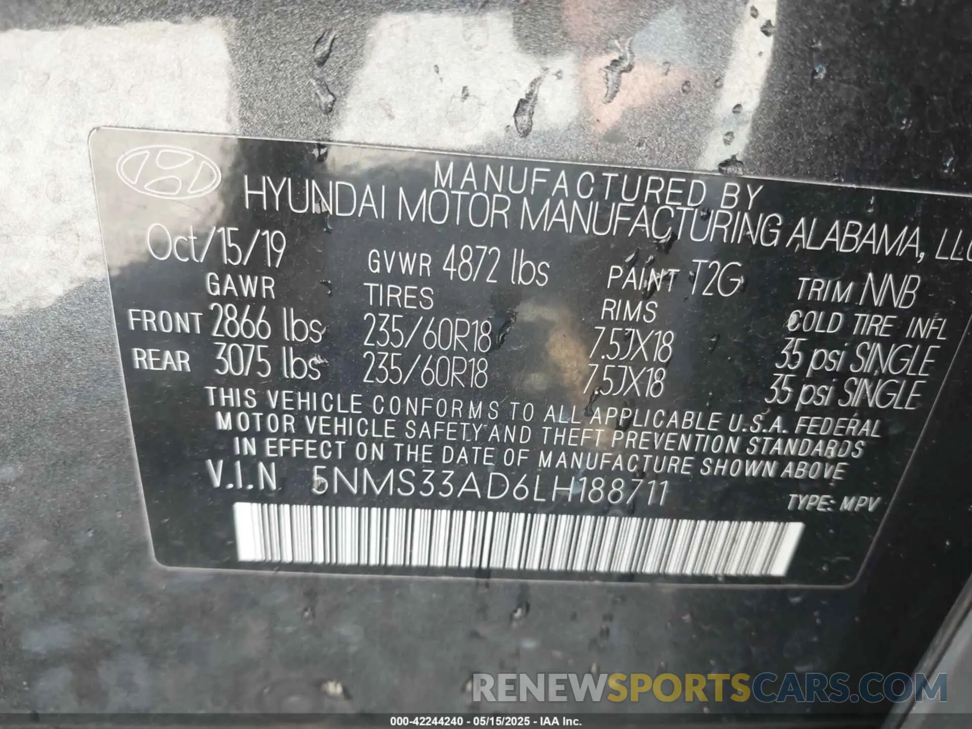 9 fotografías del automóvil dañado 5NMS33AD6LH188711 HYUNDAI SANTA FE 2020
