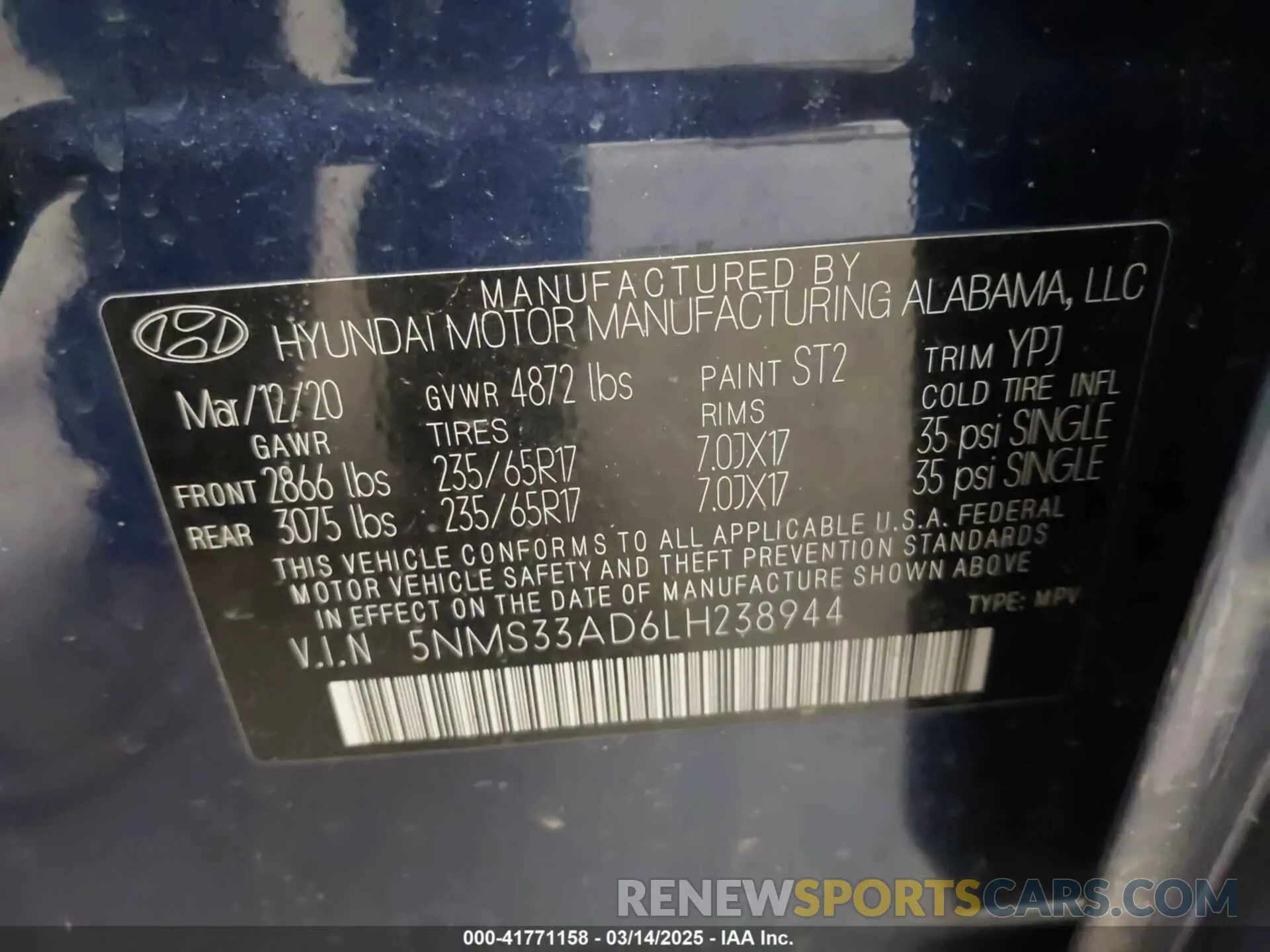 9 fotografías del automóvil dañado 5NMS33AD6LH238944 HYUNDAI SANTA FE 2020