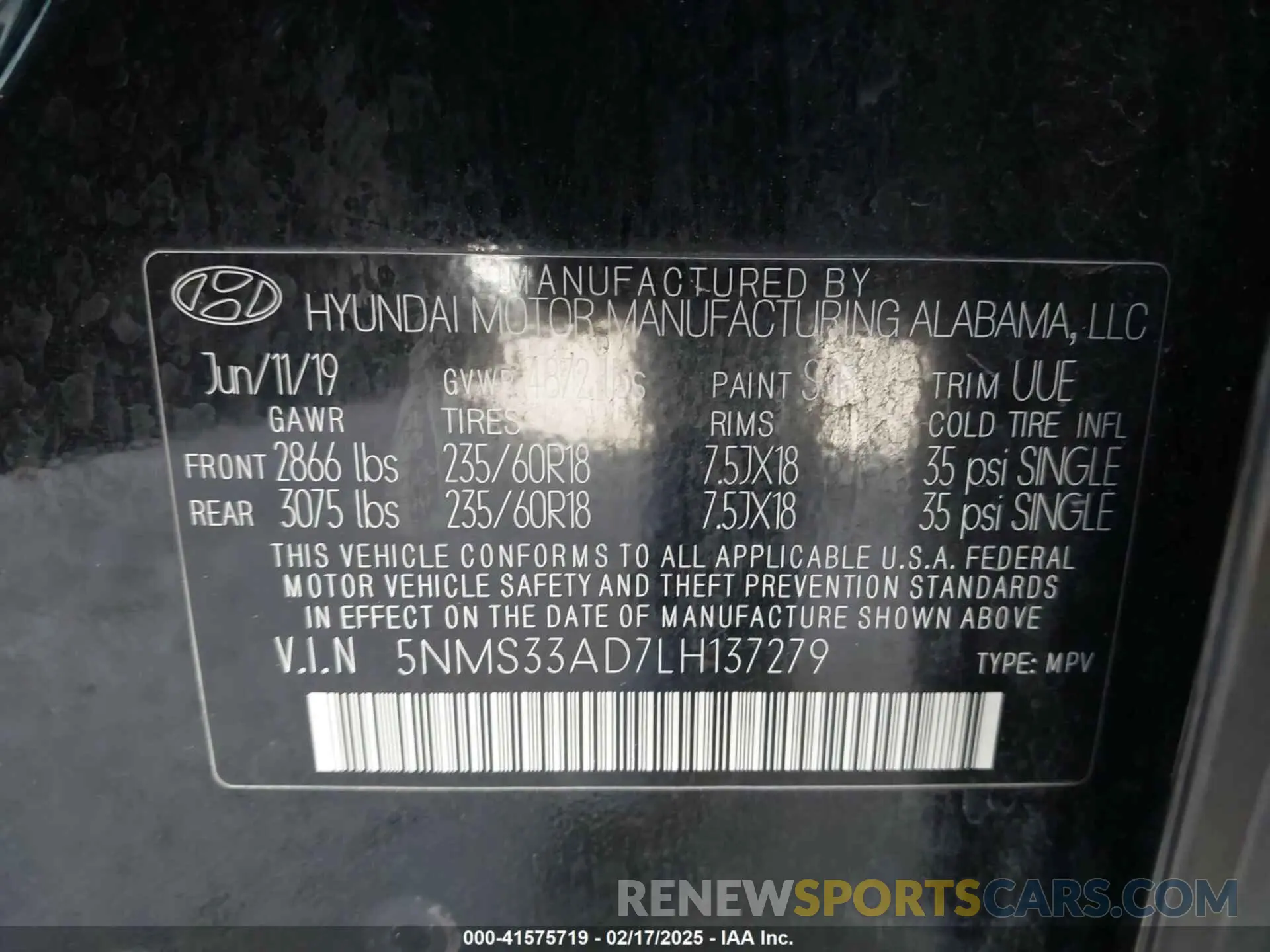 9 fotografías del automóvil dañado 5NMS33AD7LH137279 HYUNDAI SANTA FE 2020