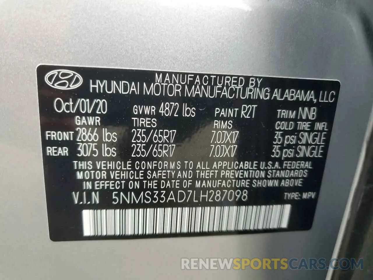 14 fotografías del automóvil dañado 5NMS33AD7LH287098 HYUNDAI SANTA FE 2020