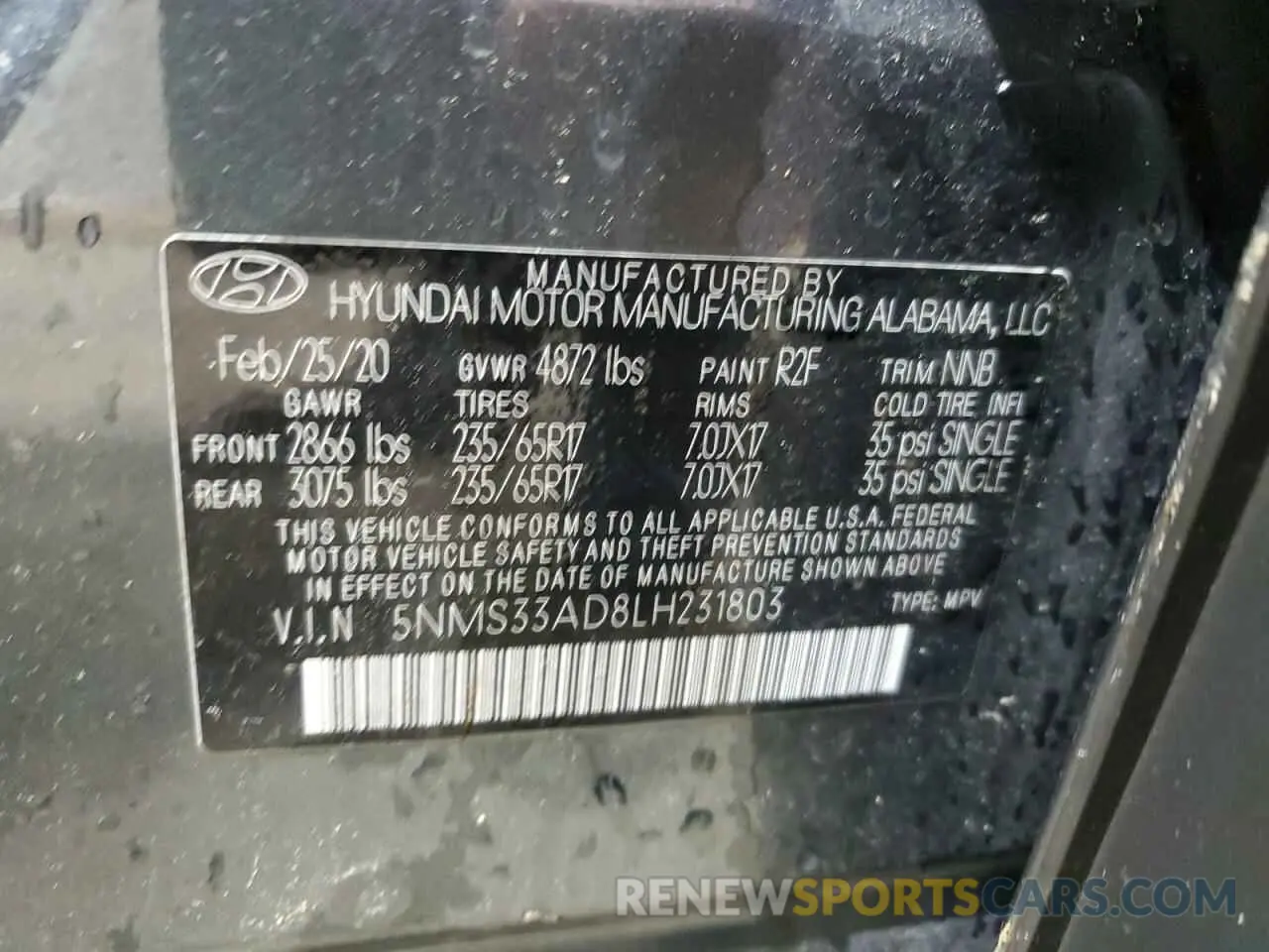 13 fotografías del automóvil dañado 5NMS33AD8LH231803 HYUNDAI SANTA FE 2020