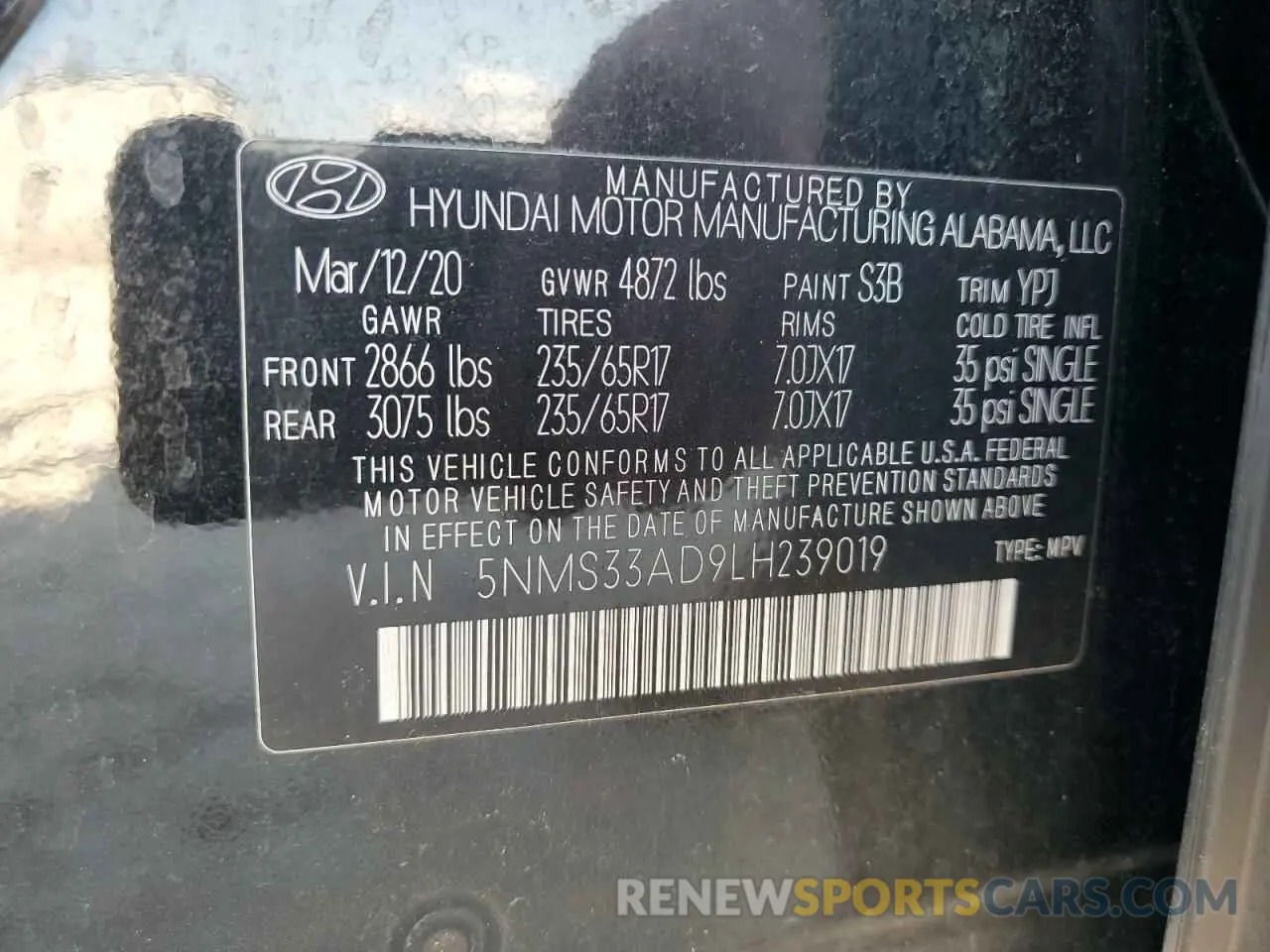 14 fotografías del automóvil dañado 5NMS33AD9LH239019 HYUNDAI SANTA FE 2020