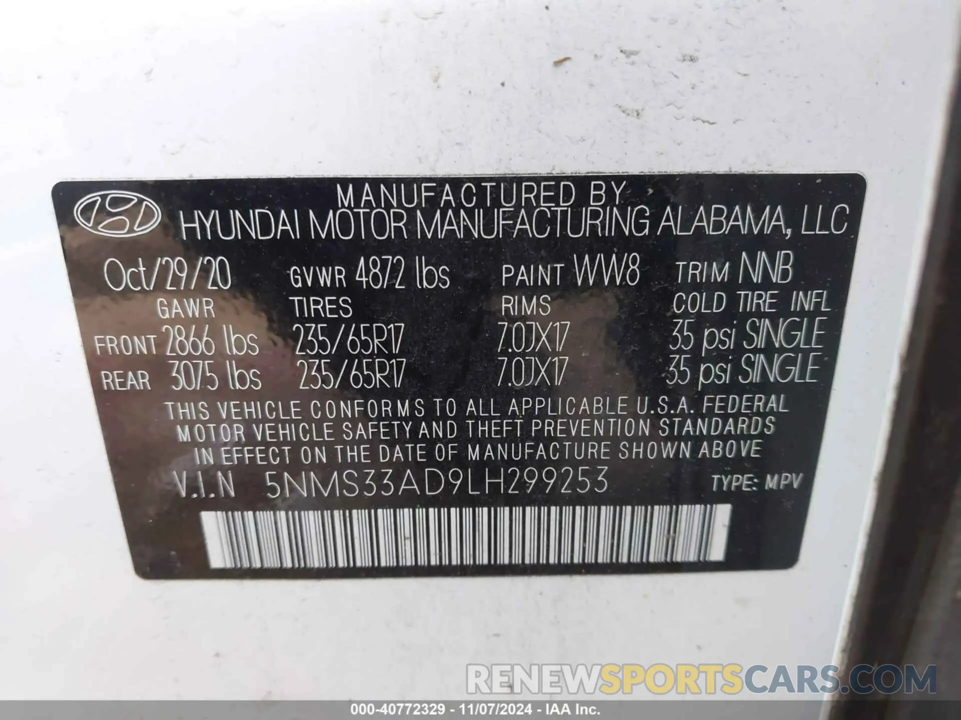 9 fotografías del automóvil dañado 5NMS33AD9LH299253 HYUNDAI SANTA FE 2020